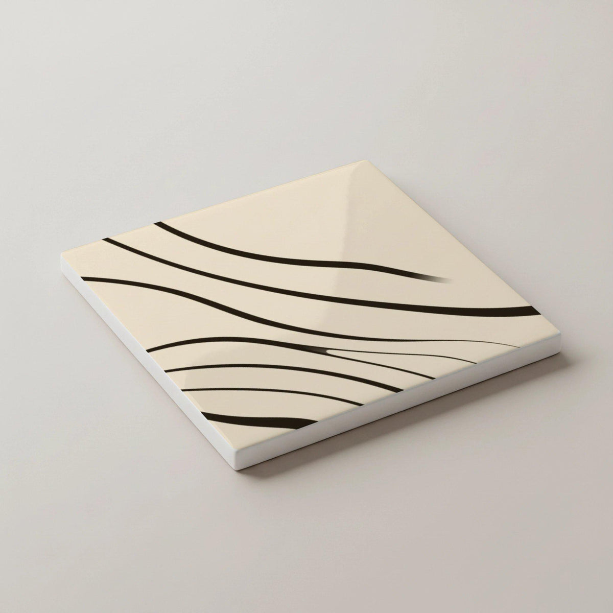 Posavasos Esmaltada con arte lineal abstracto, decoración minimalista moderna