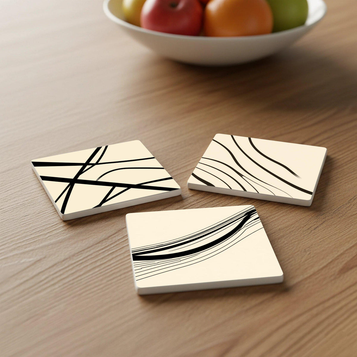 Posavasos Esmaltada con arte lineal abstracto, decoración minimalista moderna
