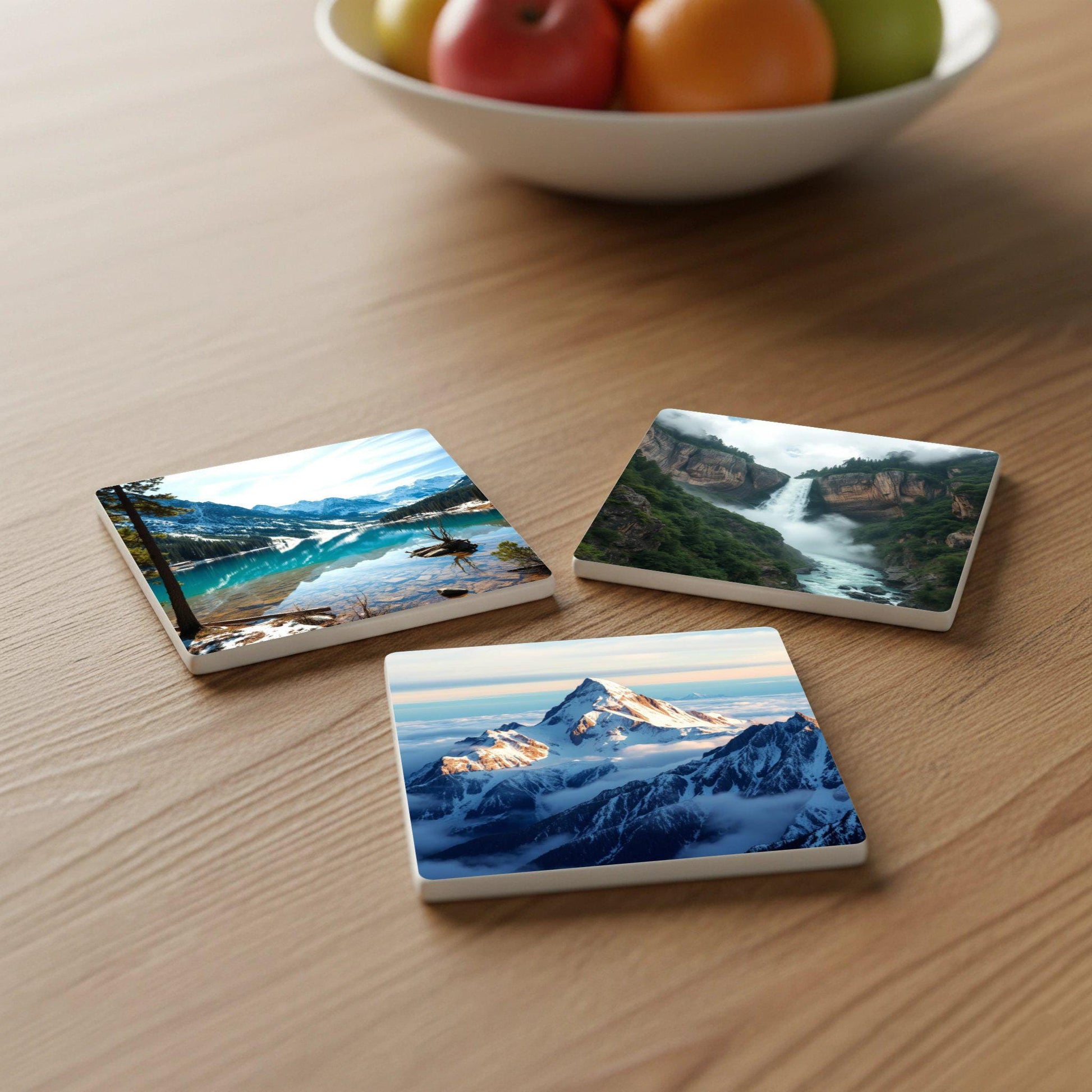 Posavasos Paisaje, posavasos de azulejos de montaña y naturaleza, decoración de 