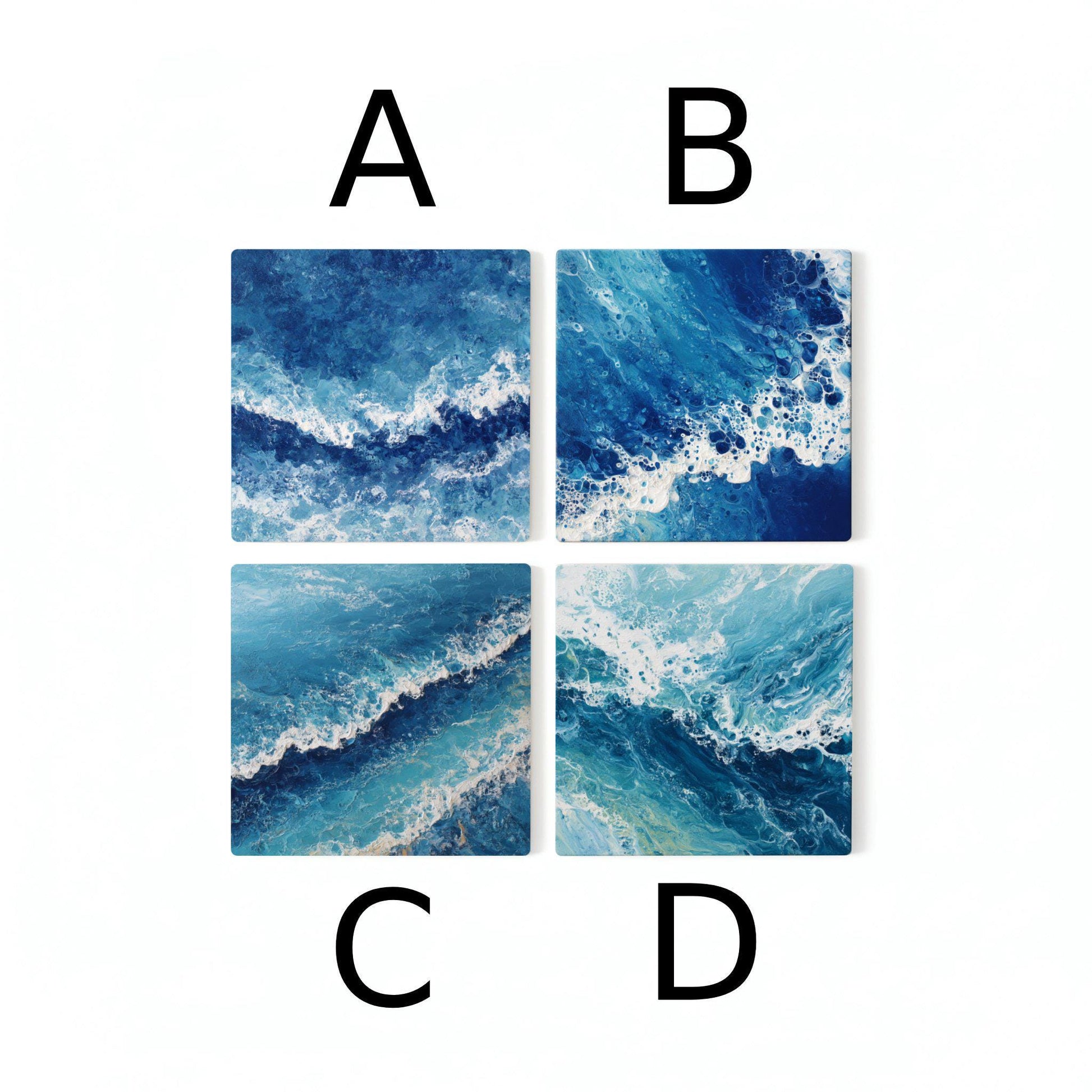 Posavasos Diseño de olas del océano, con azulejos de mar azul, para decoración c