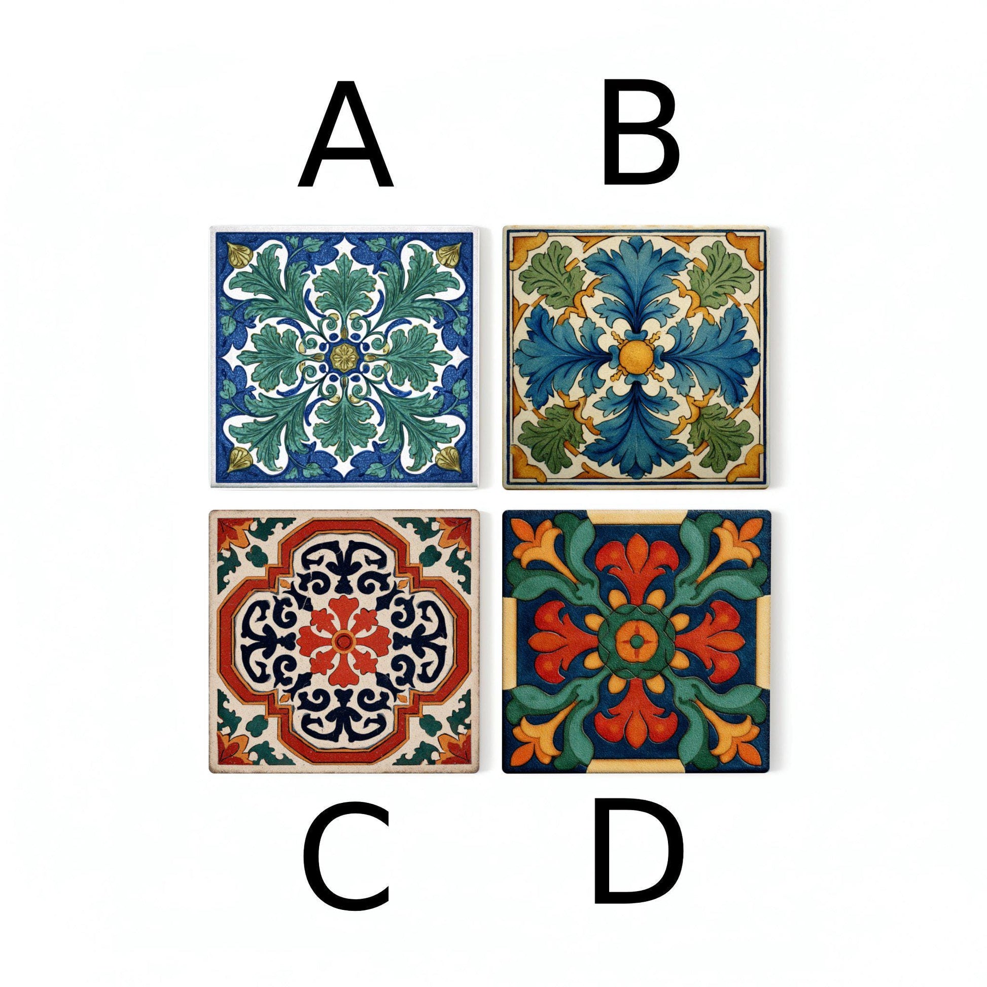 Posavasos Azulejos italianos / Juego de posavasos estilo mayólica / Decoración m