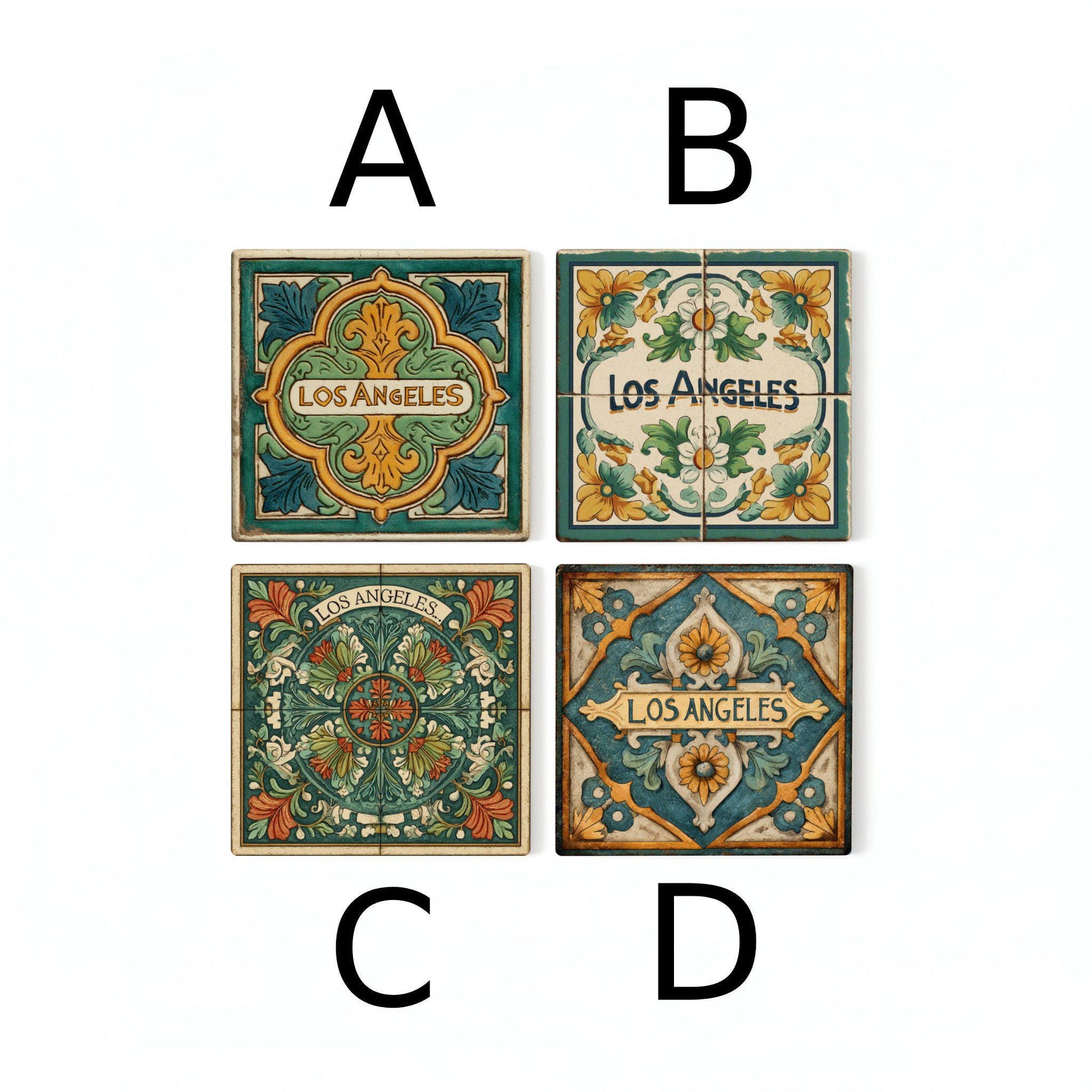 Posavasos Los Ángeles / Juego de posavasos de azulejos españoles de Los Ángeles 