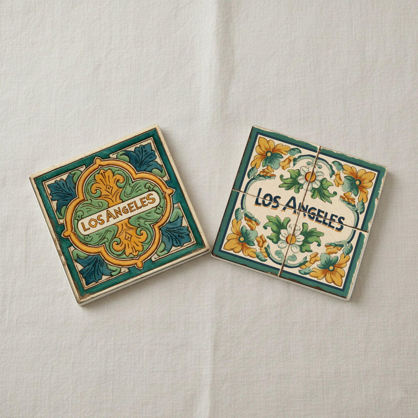 Posavasos Los Ángeles / Juego de posavasos de azulejos españoles de Los Ángeles 
