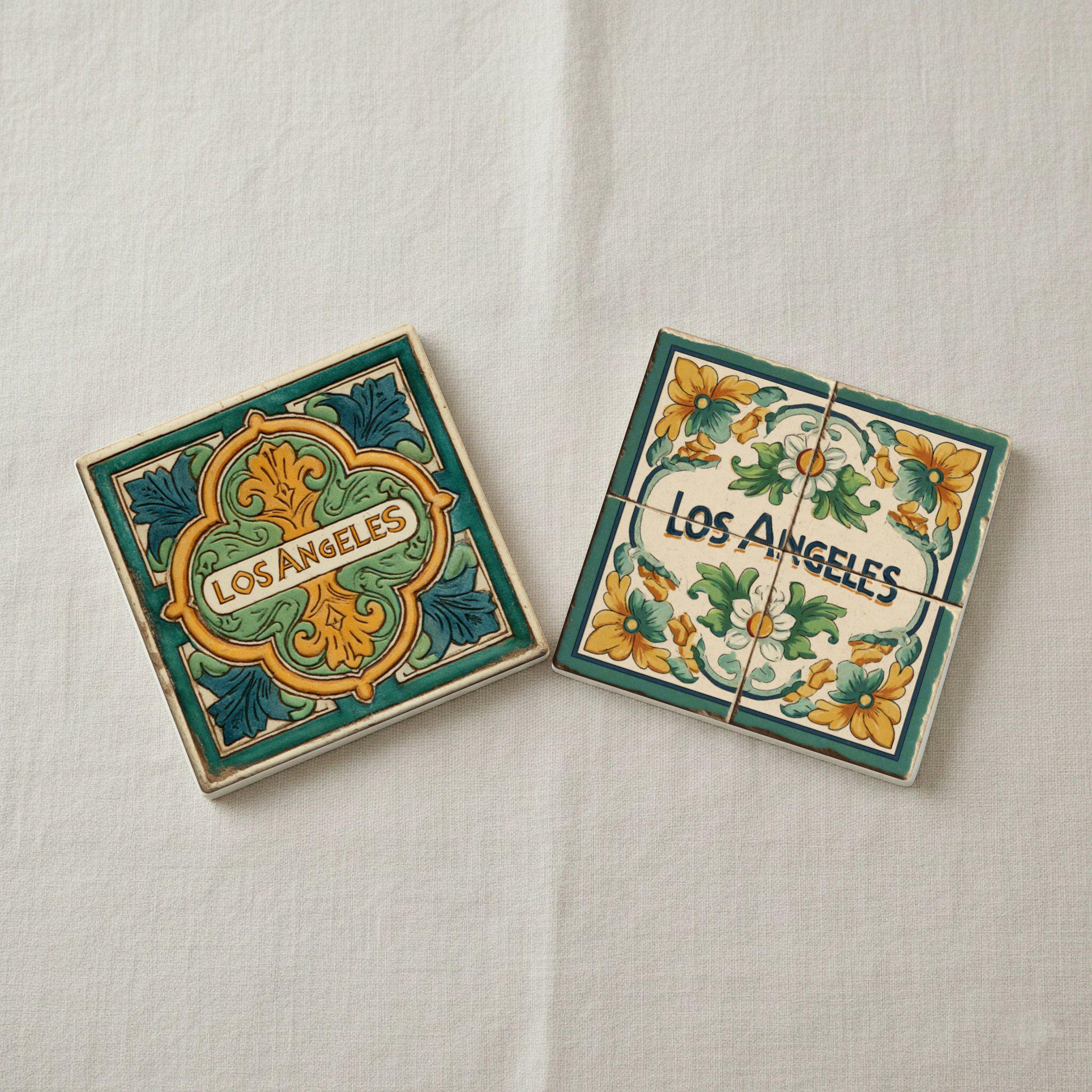 Posavasos Los Ángeles / Juego de posavasos de azulejos españoles de Los Ángeles 