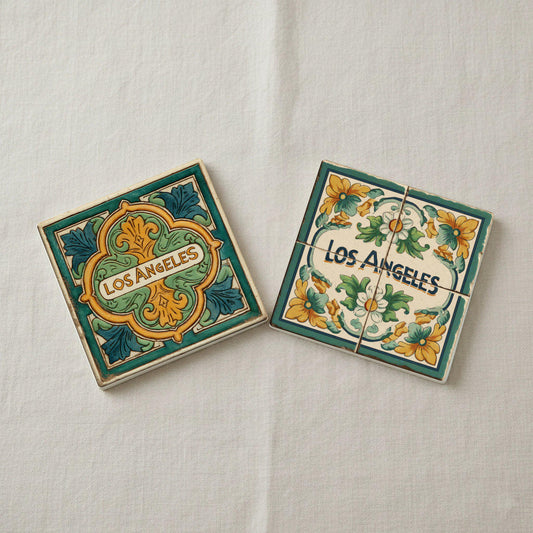 Posavasos Los Ángeles / Juego de posavasos de azulejos españoles de Los Ángeles 