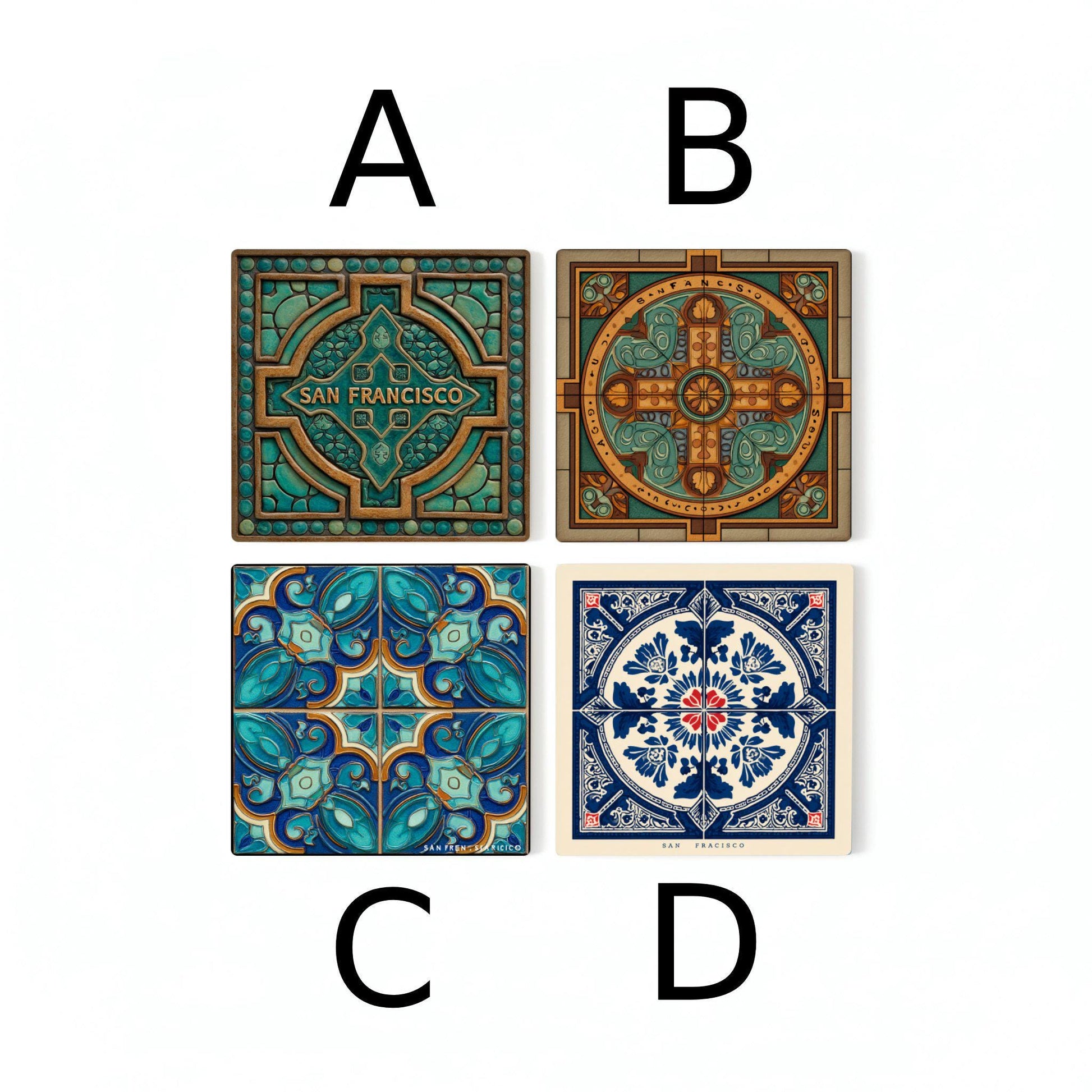 Posavasos San Francisco / Juego de posavasos de azulejos de arte y artesanía / R
