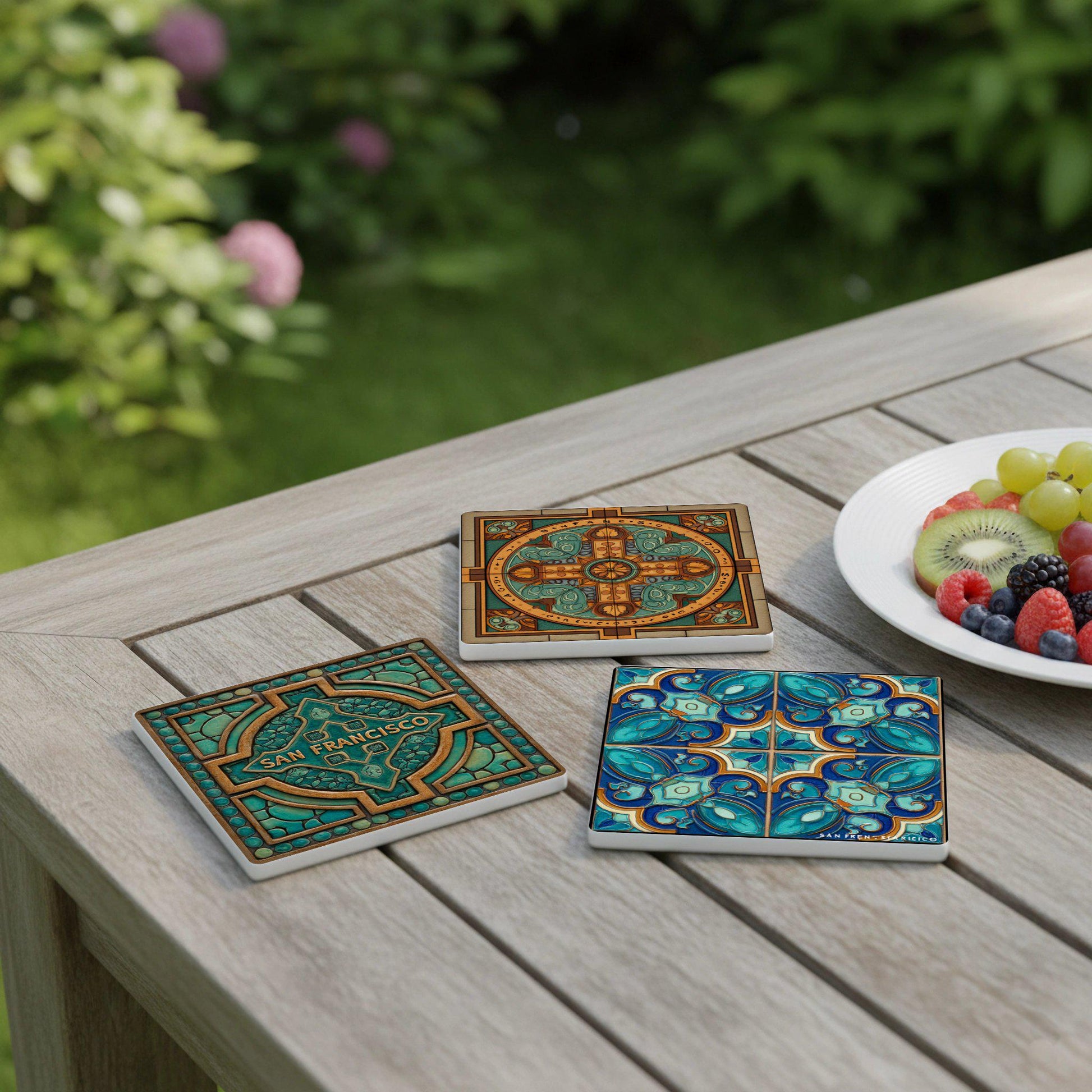 Posavasos San Francisco / Juego de posavasos de azulejos de arte y artesanía / R