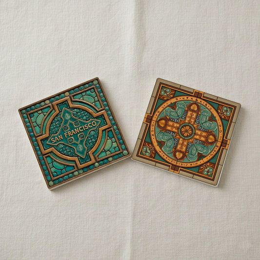 Posavasos San Francisco / Juego de posavasos de azulejos de arte y artesanía / R