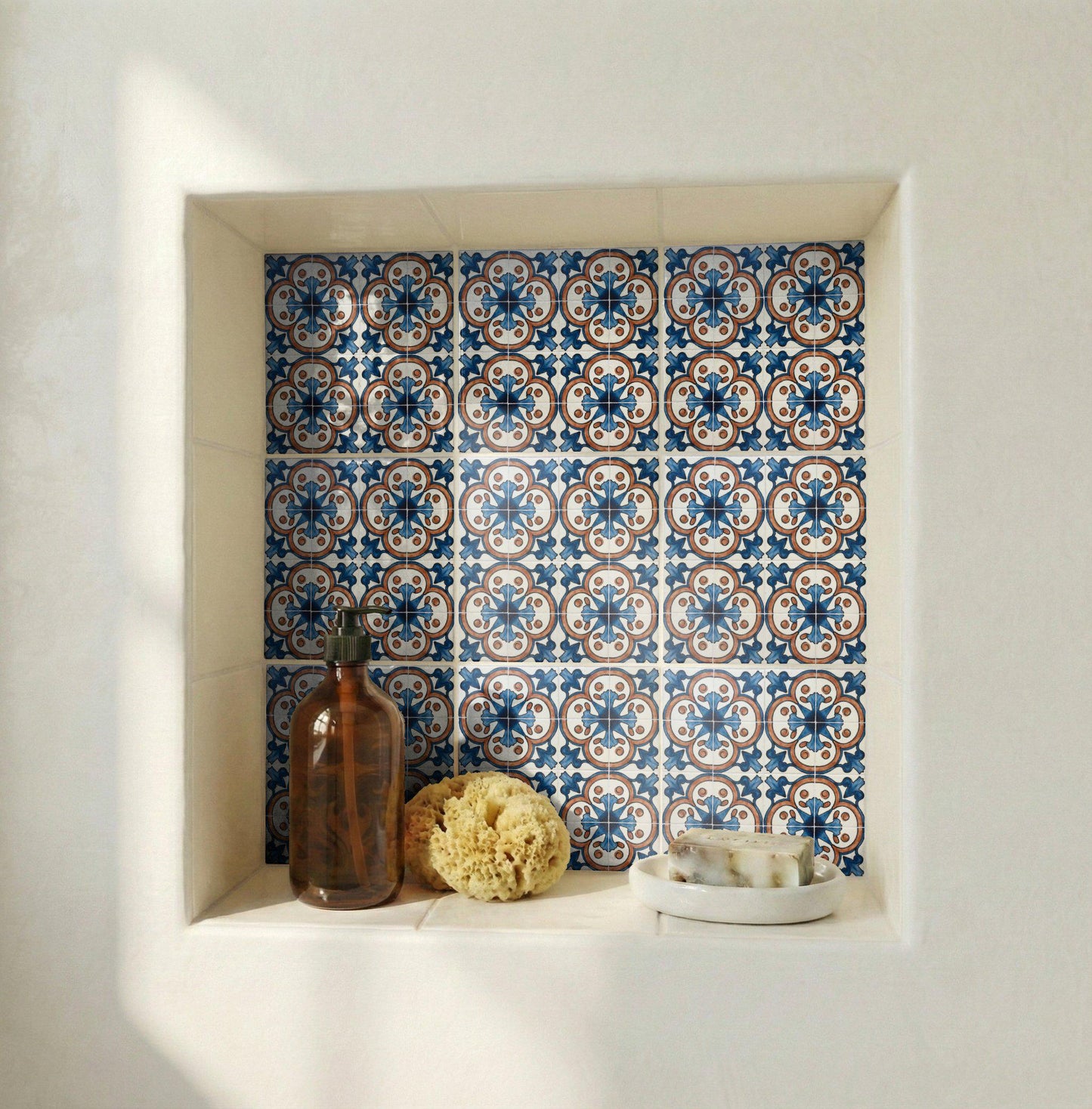 Azulejo Azul y terracota Ceramic pared mediterráneo