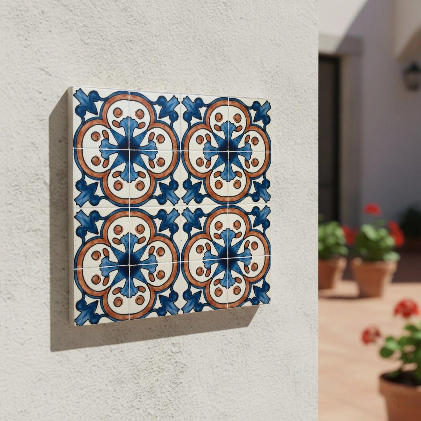 Azulejo Azul y terracota Ceramic pared mediterráneo