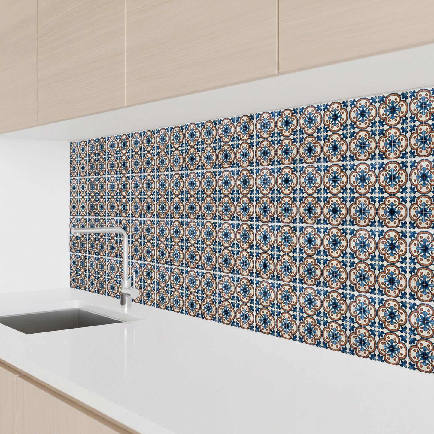Azulejo Azul y terracota Ceramic pared mediterráneo