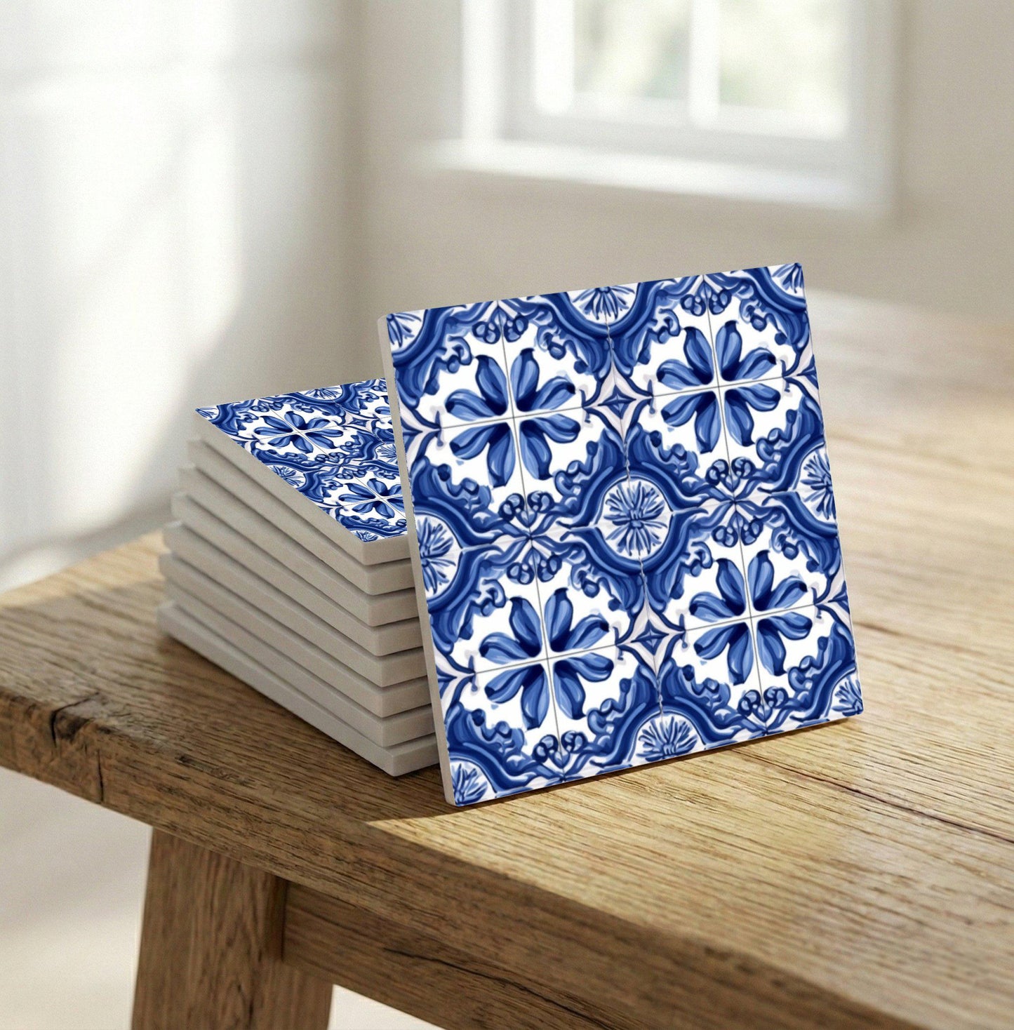 Oporto Blau-Weiß · Keramik-Wandfliese — Klassisches Keramik-Ornament