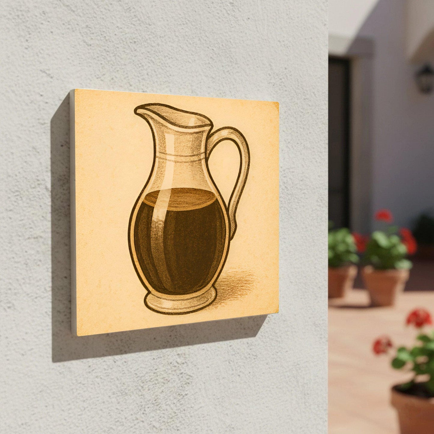 Carreau Huile d'Olive Carafe · Motif Botanique