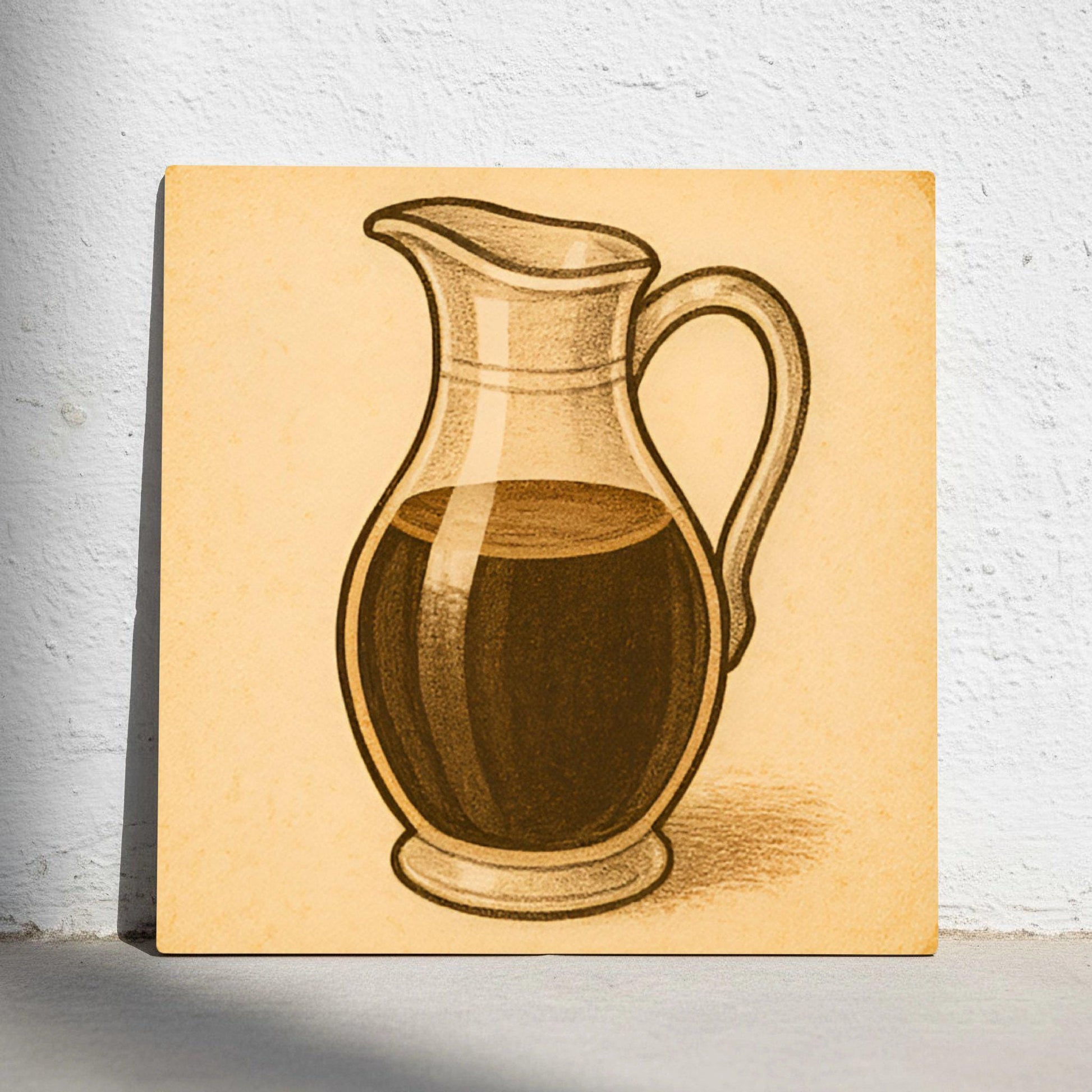 Carreau Huile d'Olive Carafe · Motif Botanique