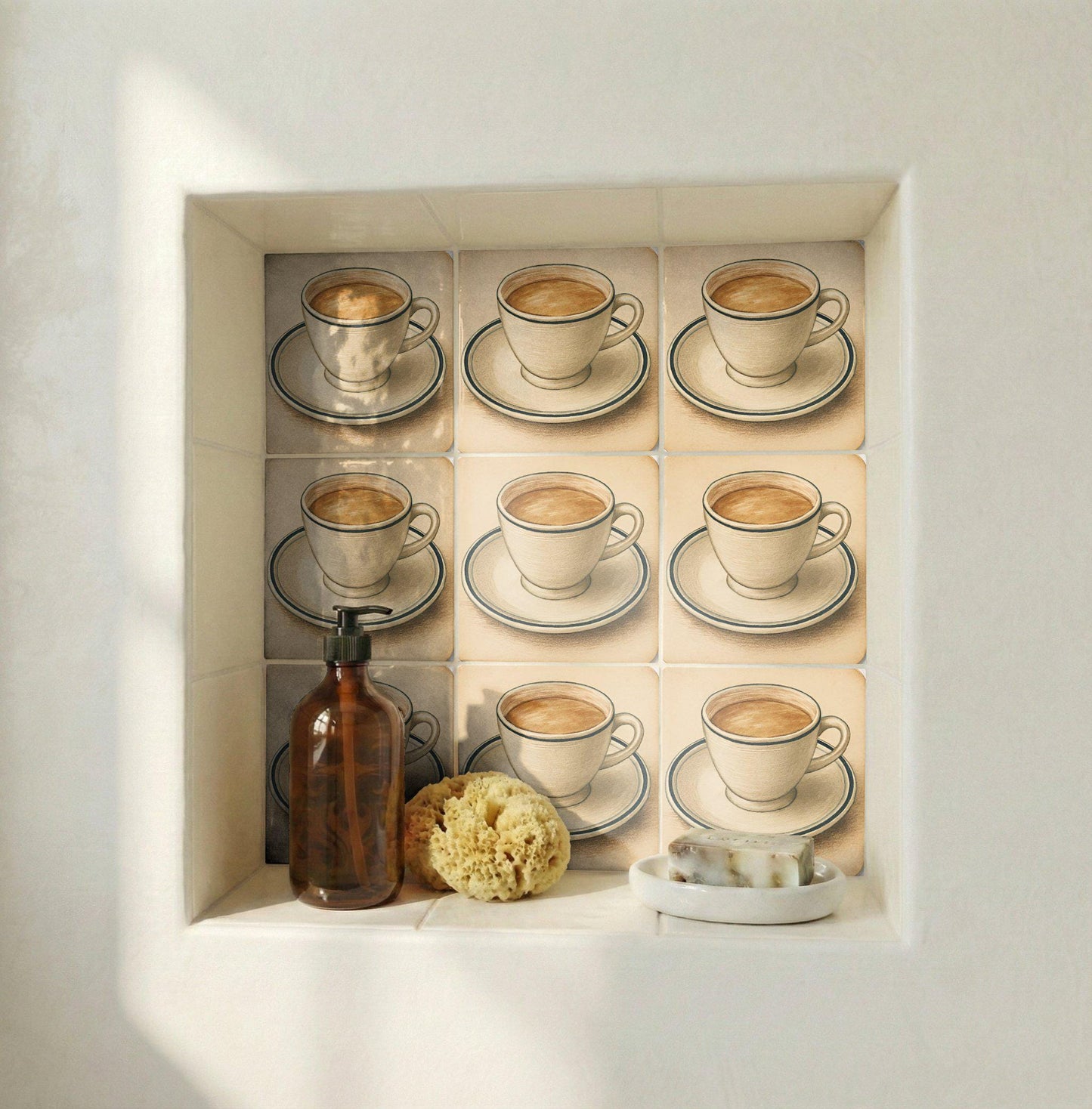 Espresso Cup · Keramik-Wandfliese — Mediterranes Küsten-Dekor