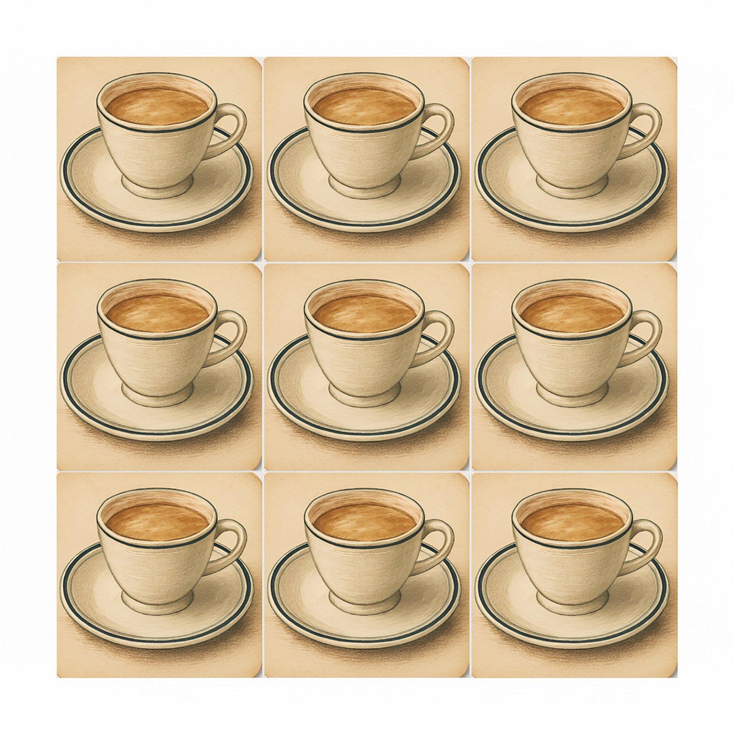 Espresso Cup · Keramik-Wandfliese — Mediterranes Küsten-Dekor