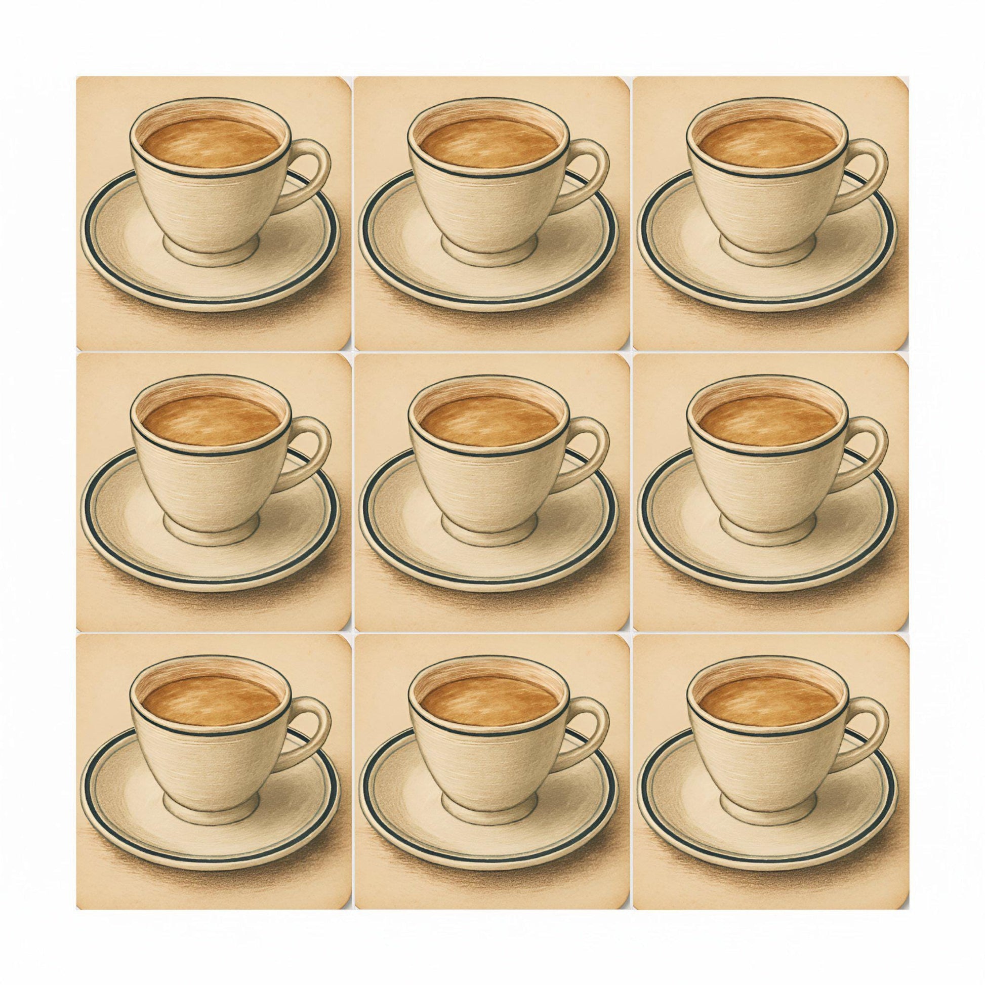 Espresso Cup · Keramik-Wandfliese — Mediterranes Küsten-Dekor
