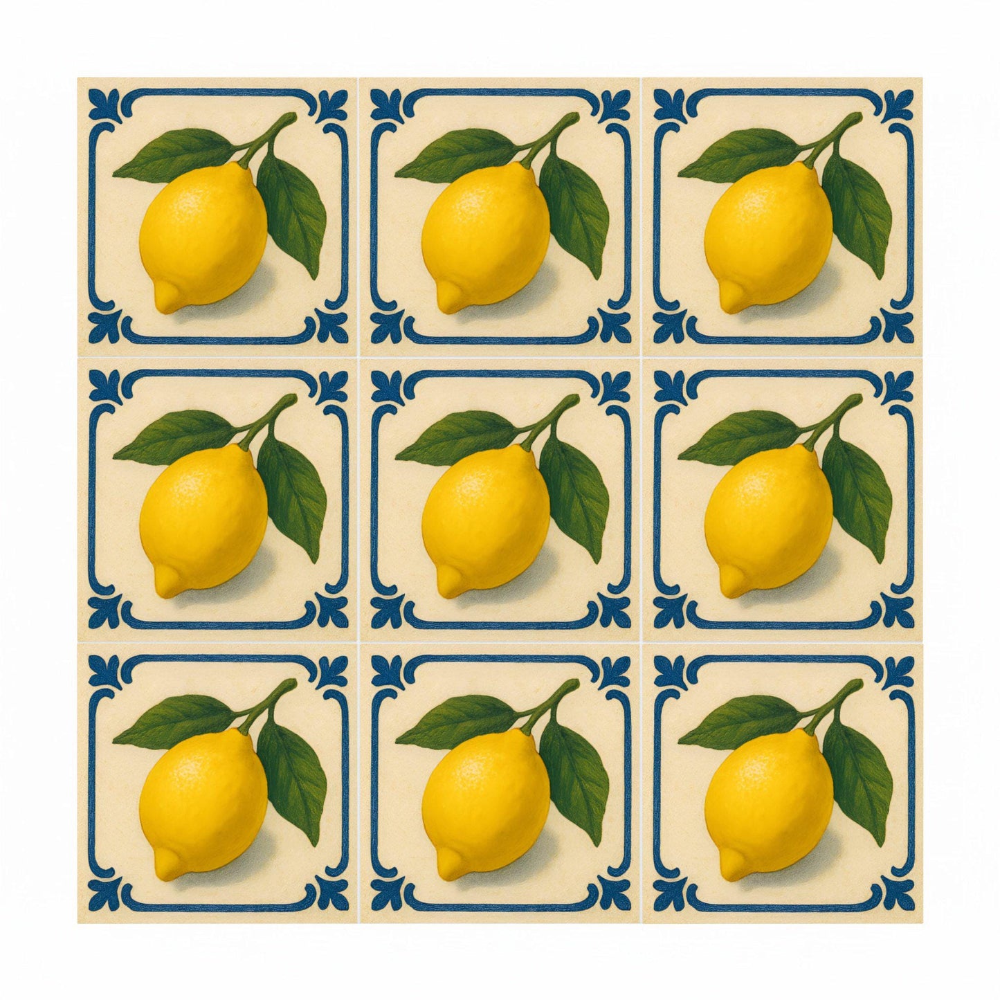 Lemon Mediterranean · Ceramic Wall Tile — Botanical Motif