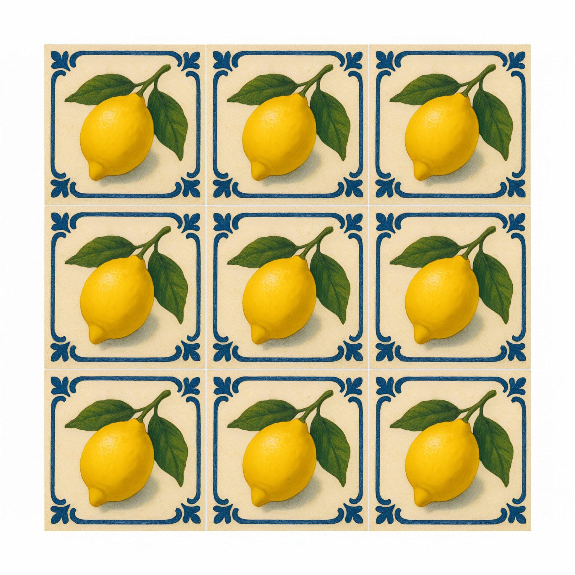 Lemon Mediterranean · Ceramic Wall Tile — Botanical Motif