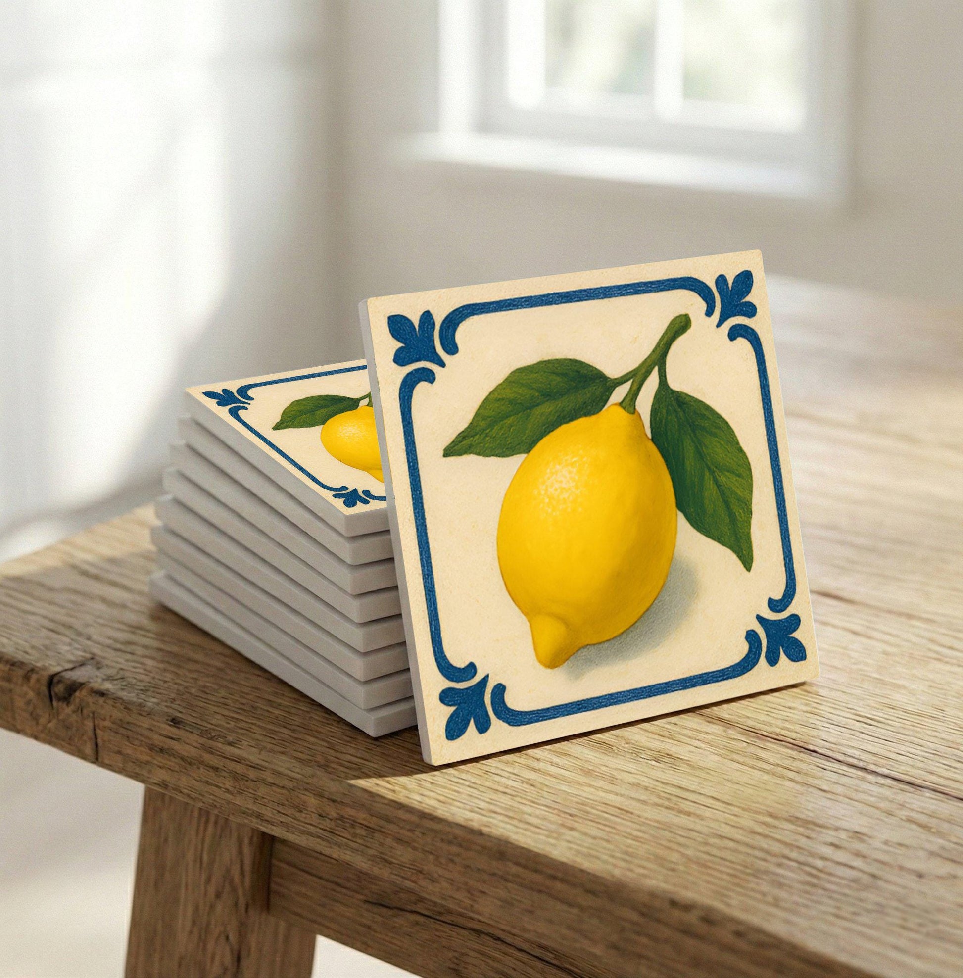 Lemon Mediterranean · Ceramic Wall Tile — Botanical Motif