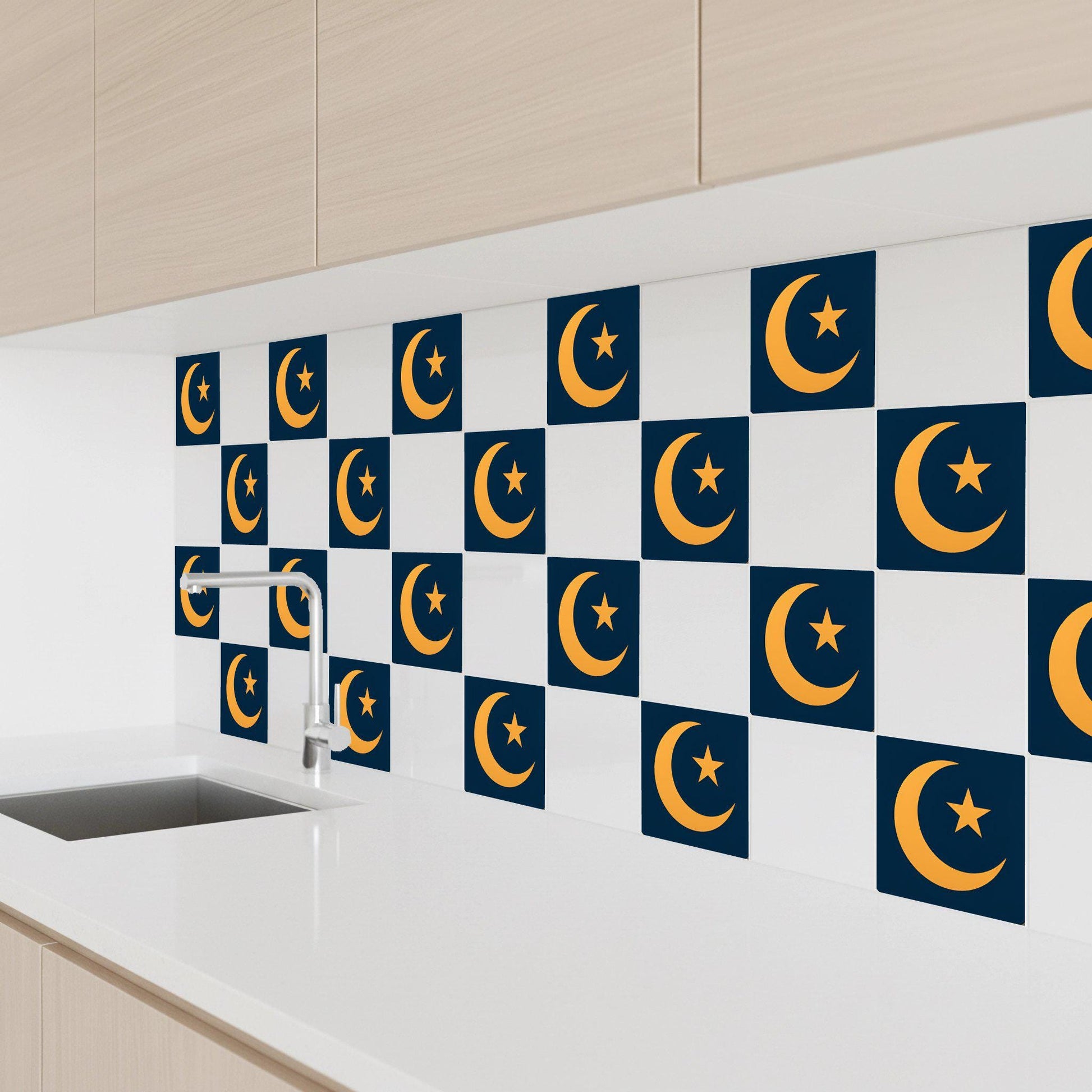 Azulejo Islamic Crescent luna y estrella — Design Géométrique Moderne