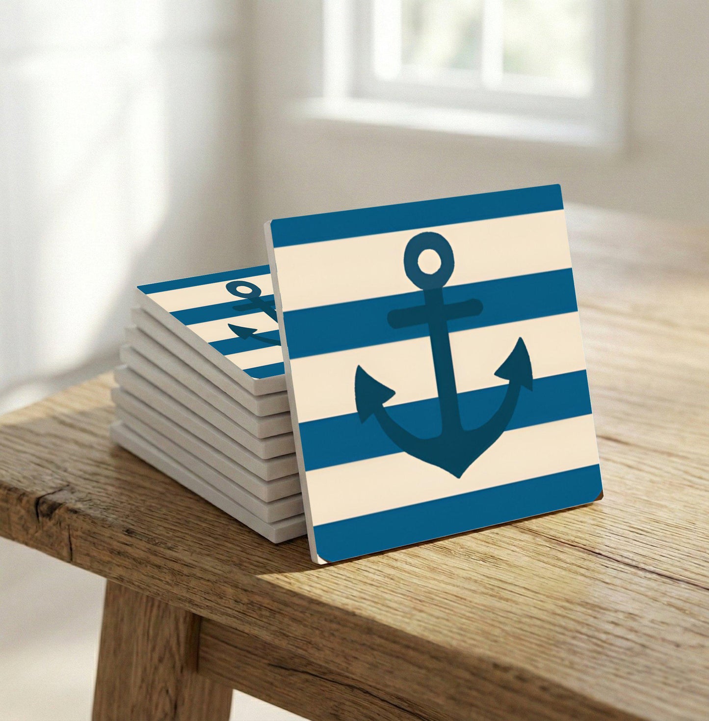 Nautical Anchor — Coastal Mediterranean Décor Ceramic Tile
