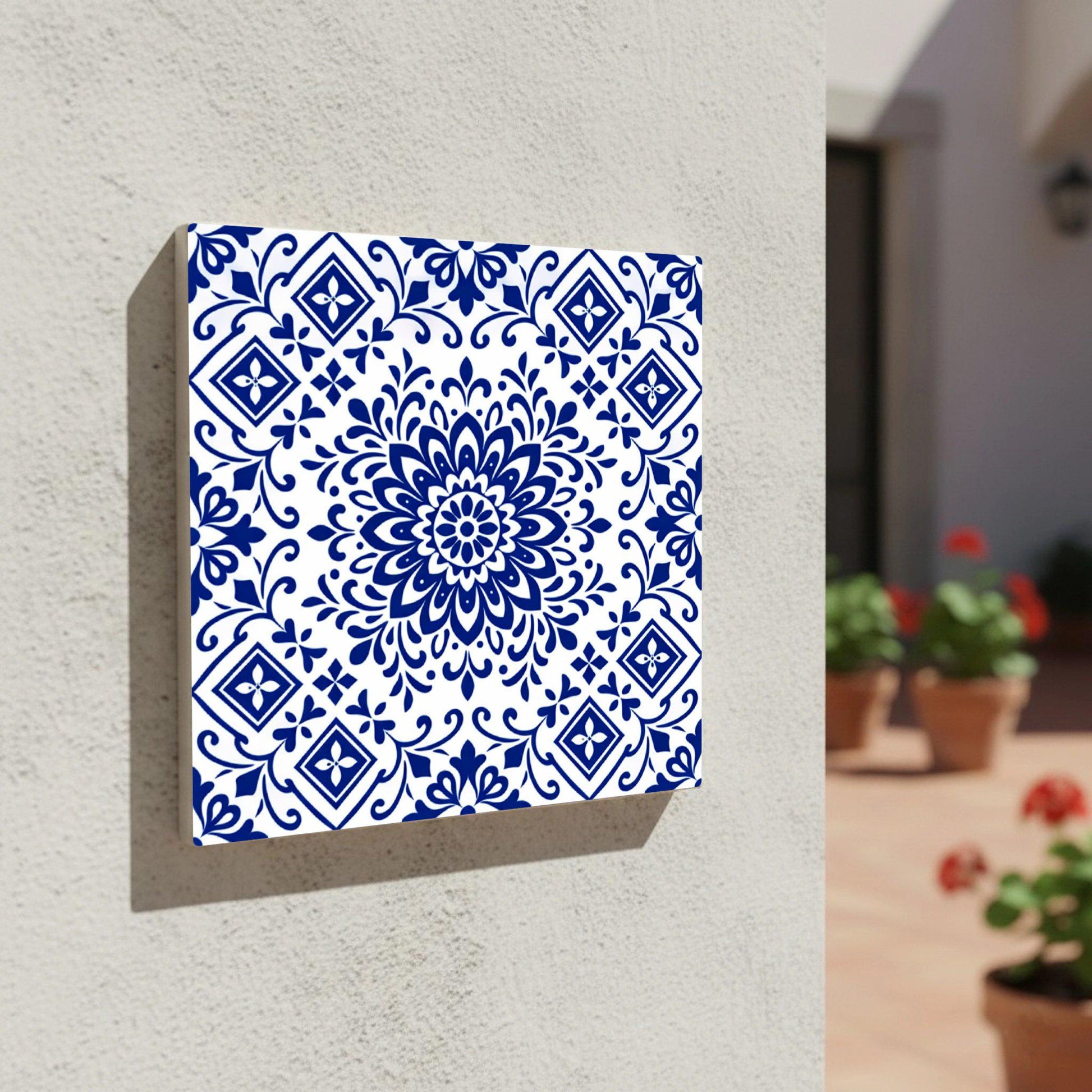 Tangier Blue Mosaic · Ceramic Wall Tile — Moorish Zellige Design