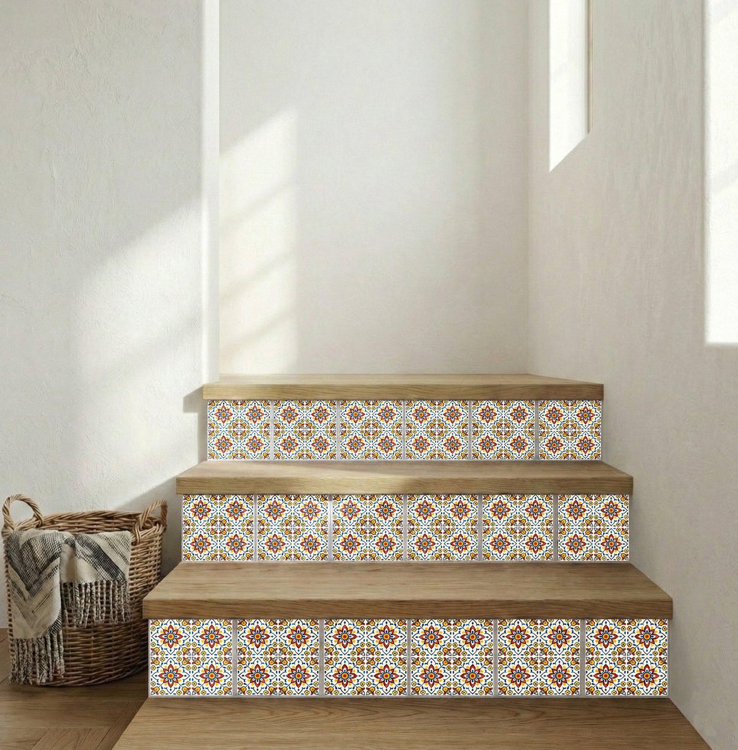 Transylvanian Folk Floral · Ceramic Wall Tile — Modern Geometric Design