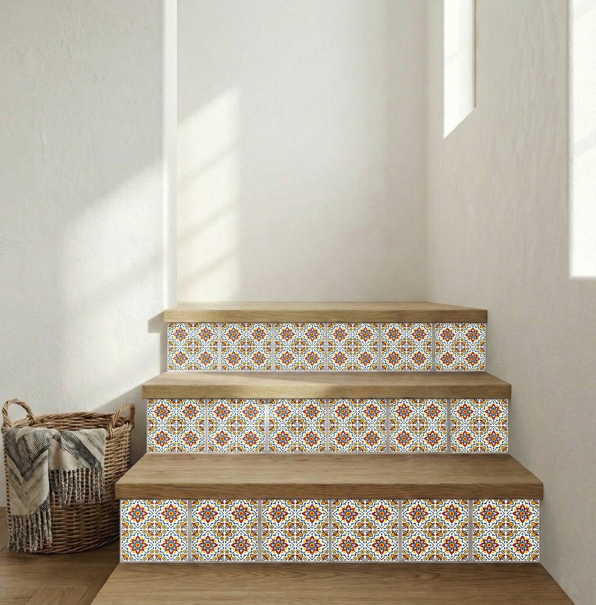 Transylvanian Folk Floral · Ceramic Wall Tile — Modern Geometric Design