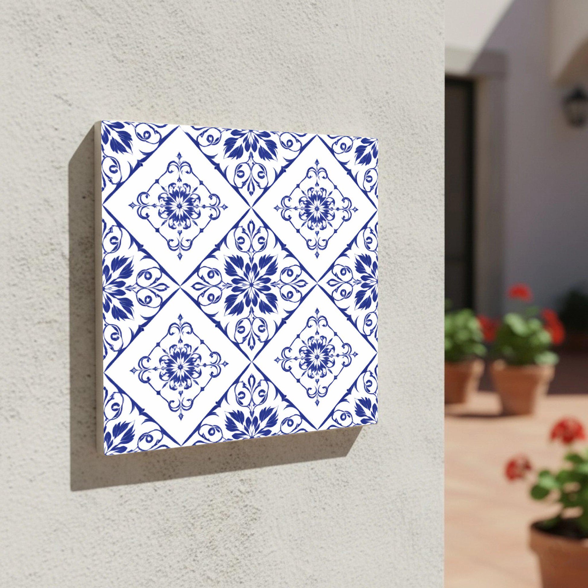Azulejo-Fliese Floral in Delfter Blau — Delfter-Blau-Stil