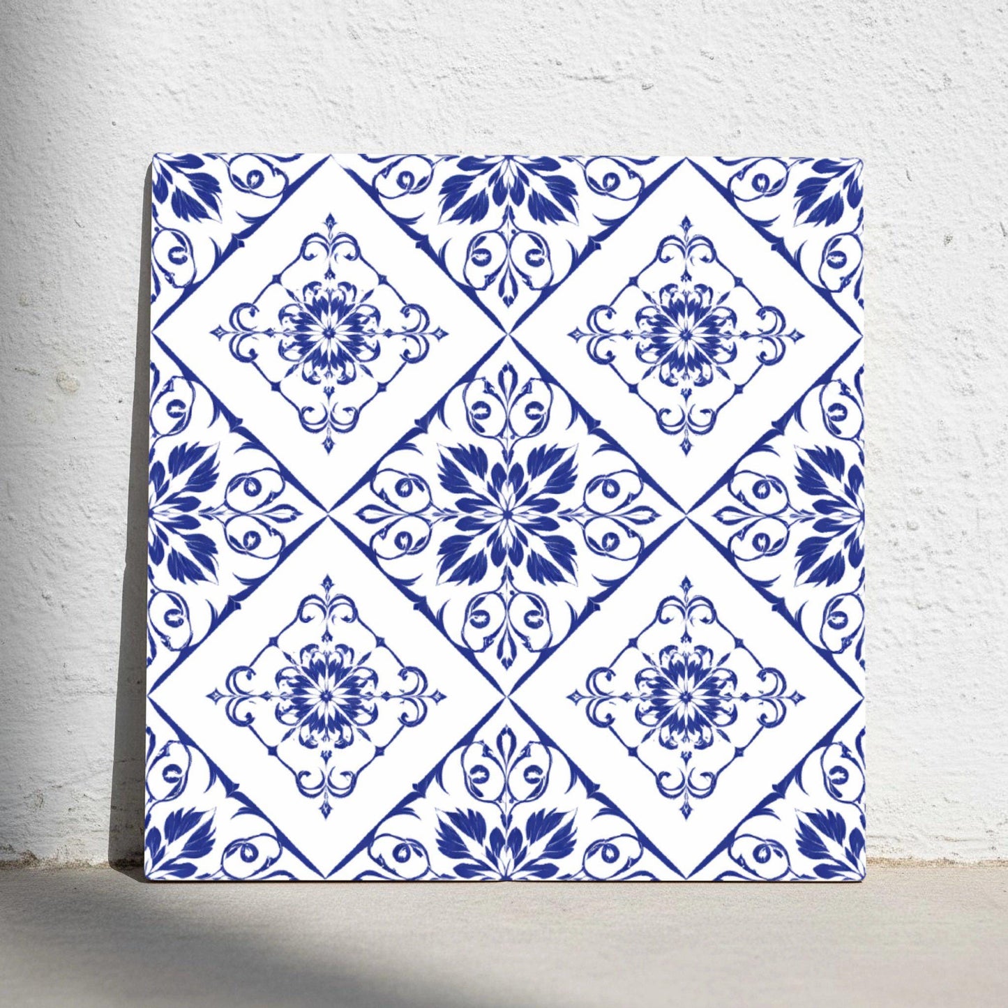 Azulejo-Fliese Floral in Delfter Blau — Delfter-Blau-Stil