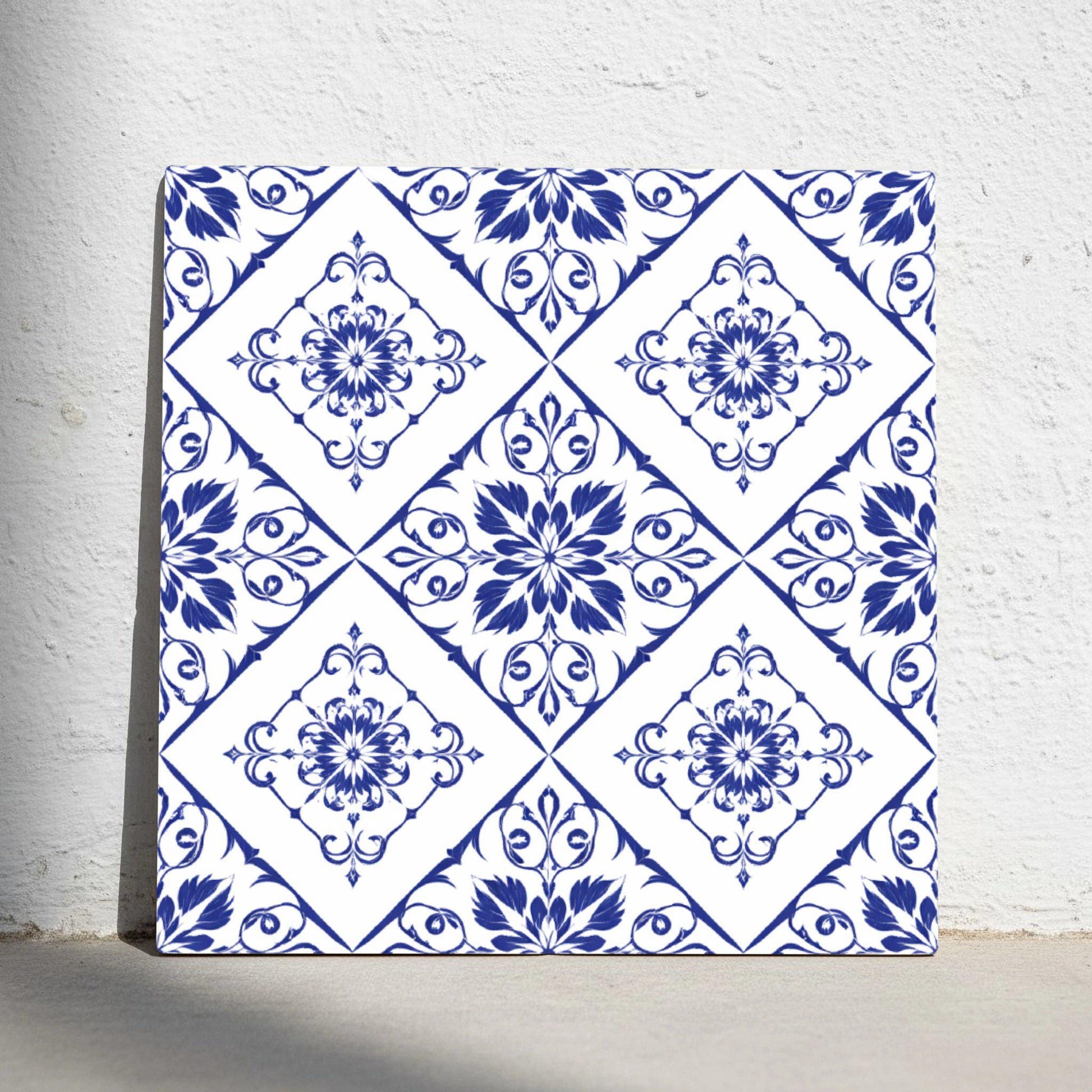 Azulejo-Fliese Floral in Delfter Blau — Delfter-Blau-Stil