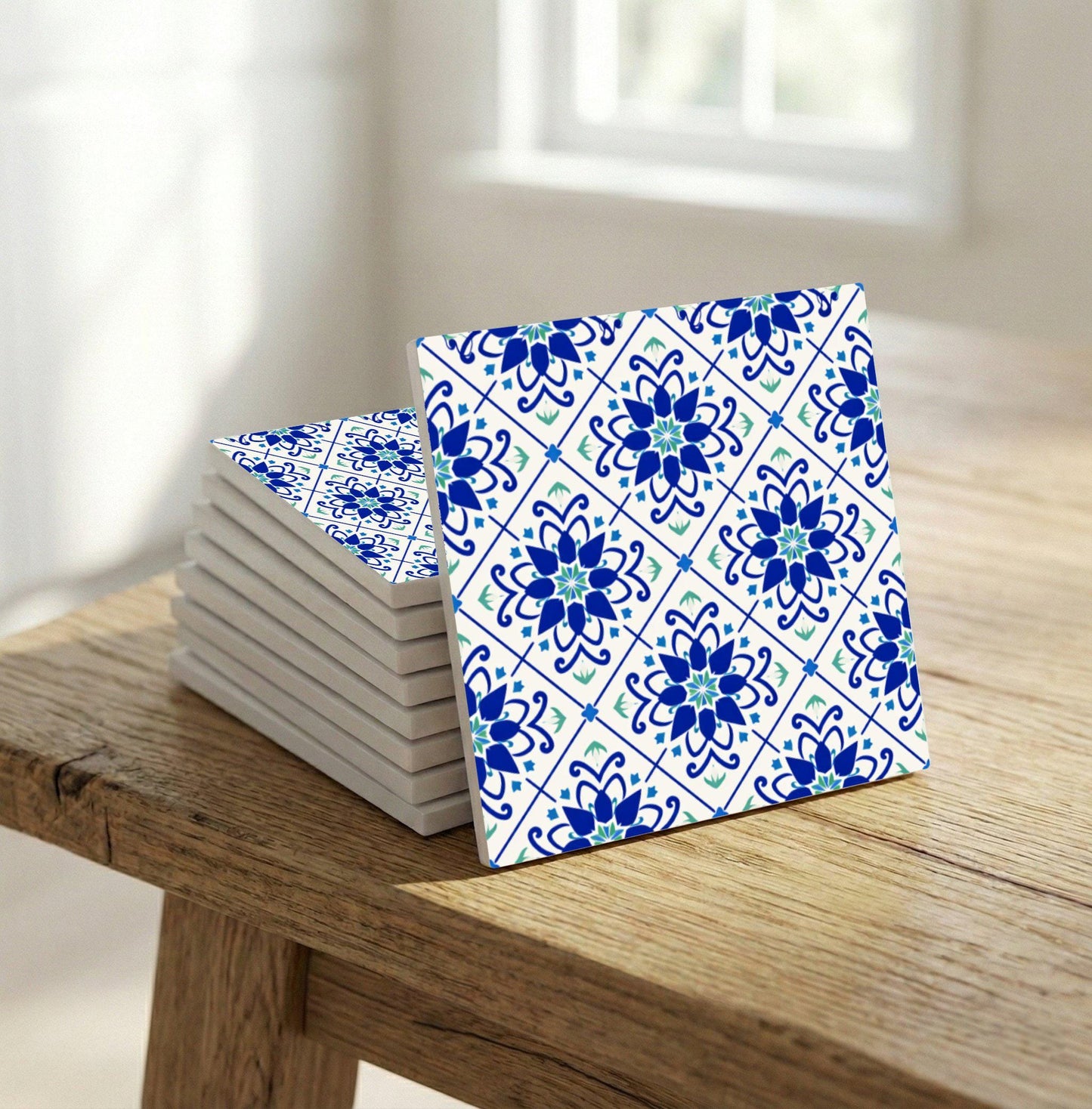 Azulejo Santorini azul floral