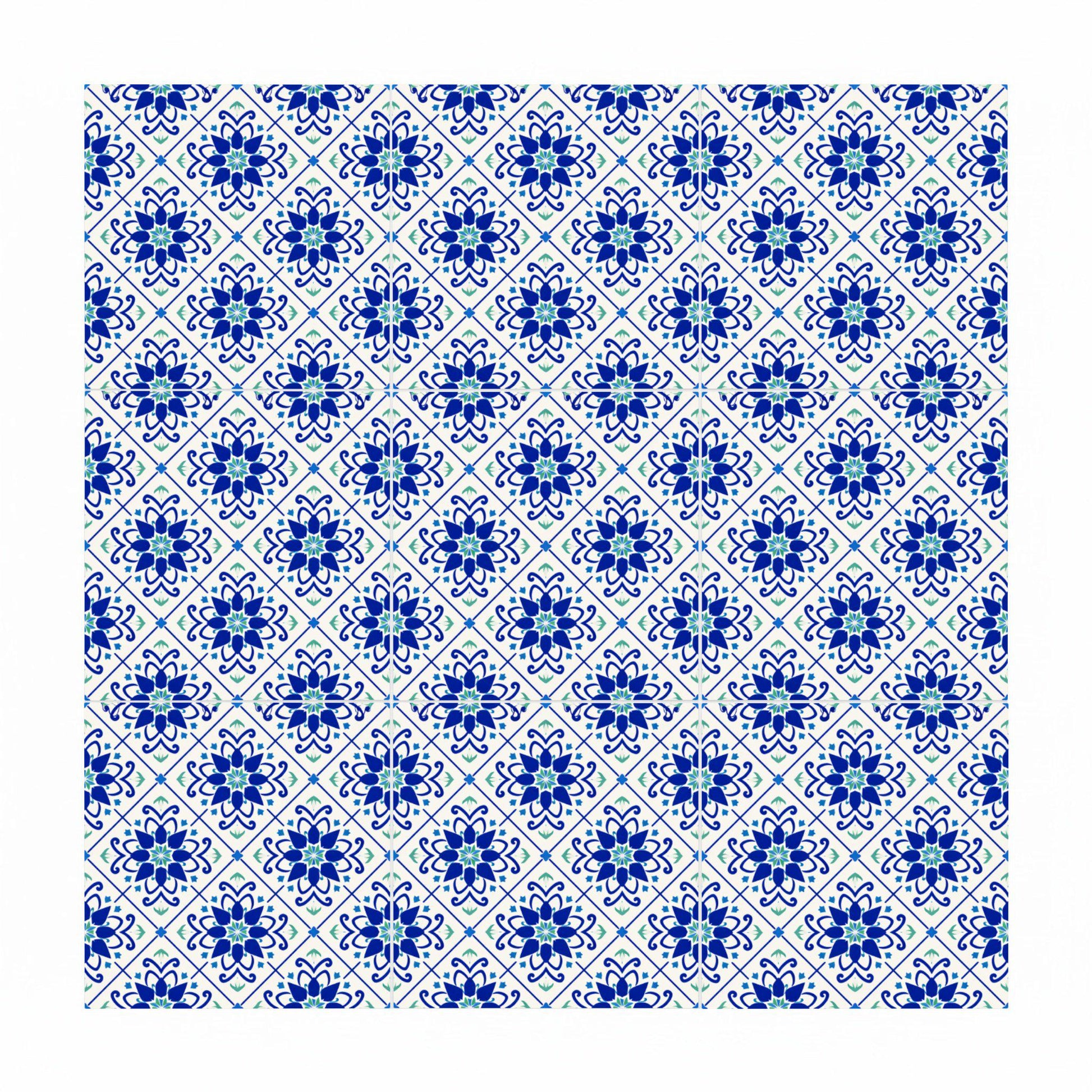 Azulejo Santorini azul floral