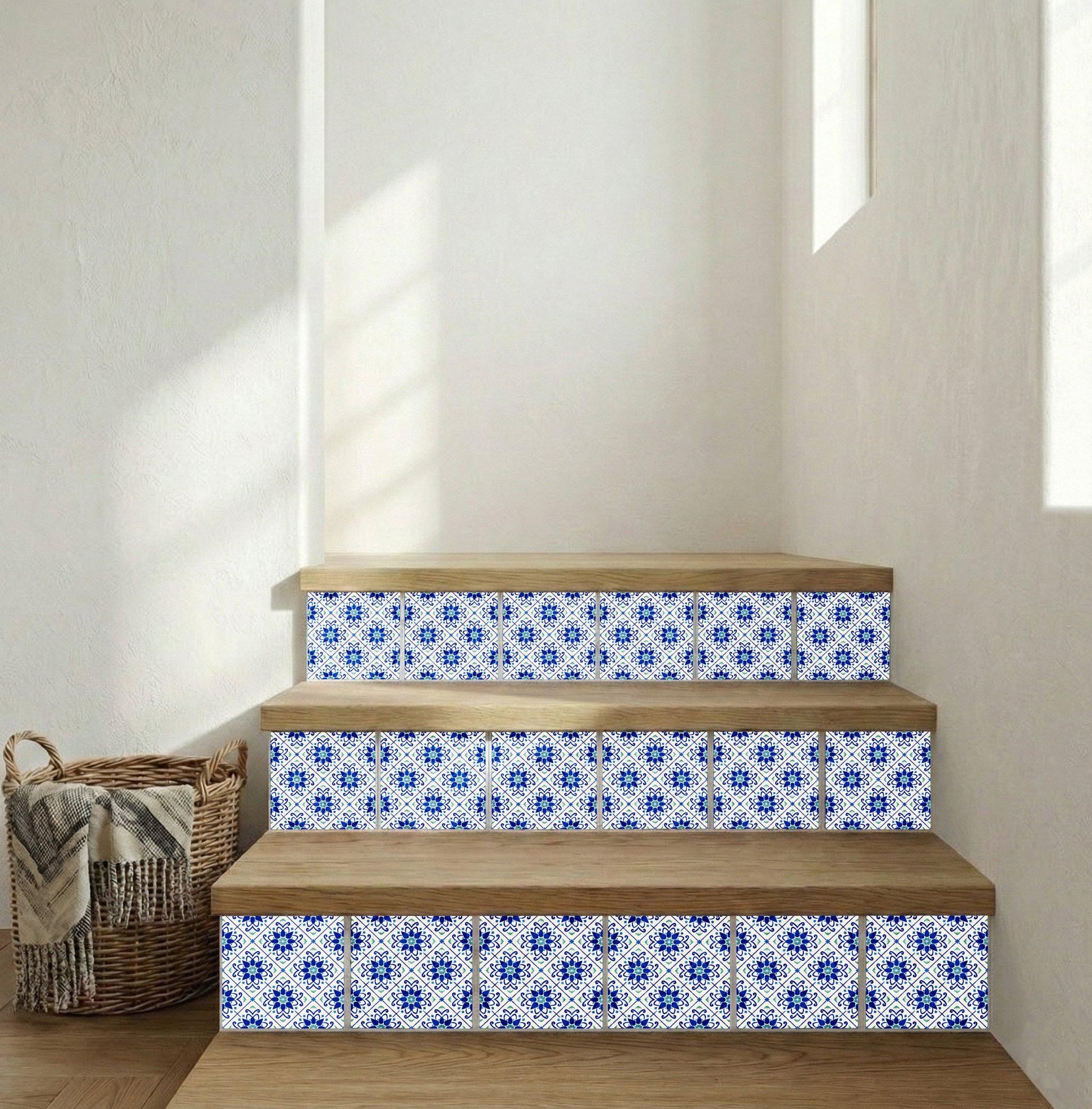 Azulejo Santorini azul floral