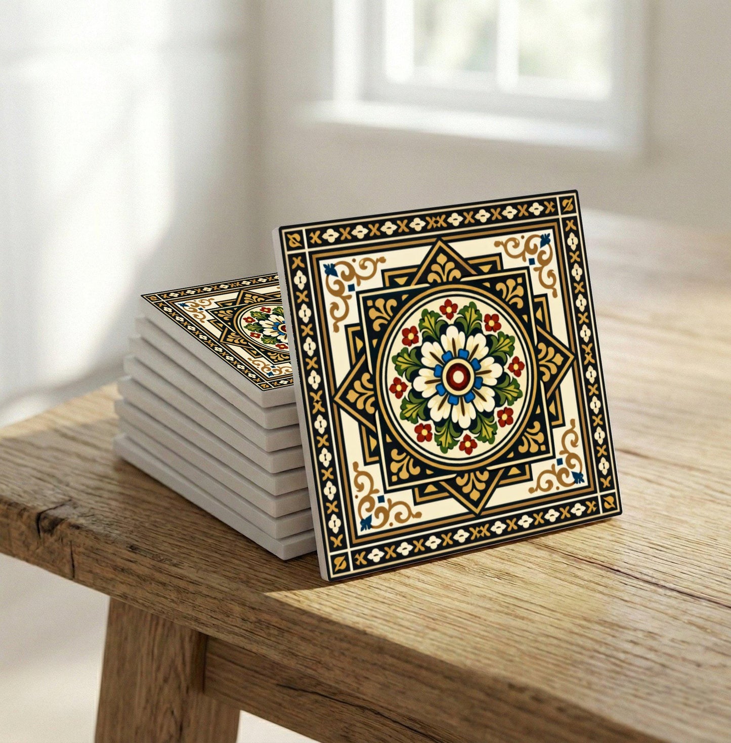 Palermo Baroque Floral · Ceramic Wall Tile — Modern Geometric Design