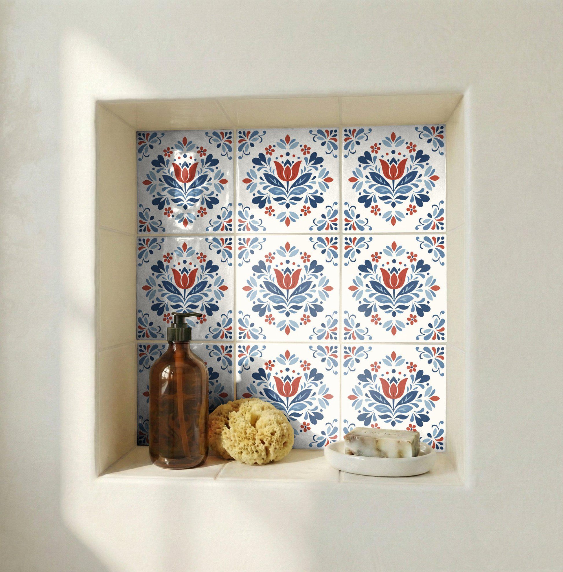 Ceramic Tile Utrecht Tulip — Holland Blue Pottery Style