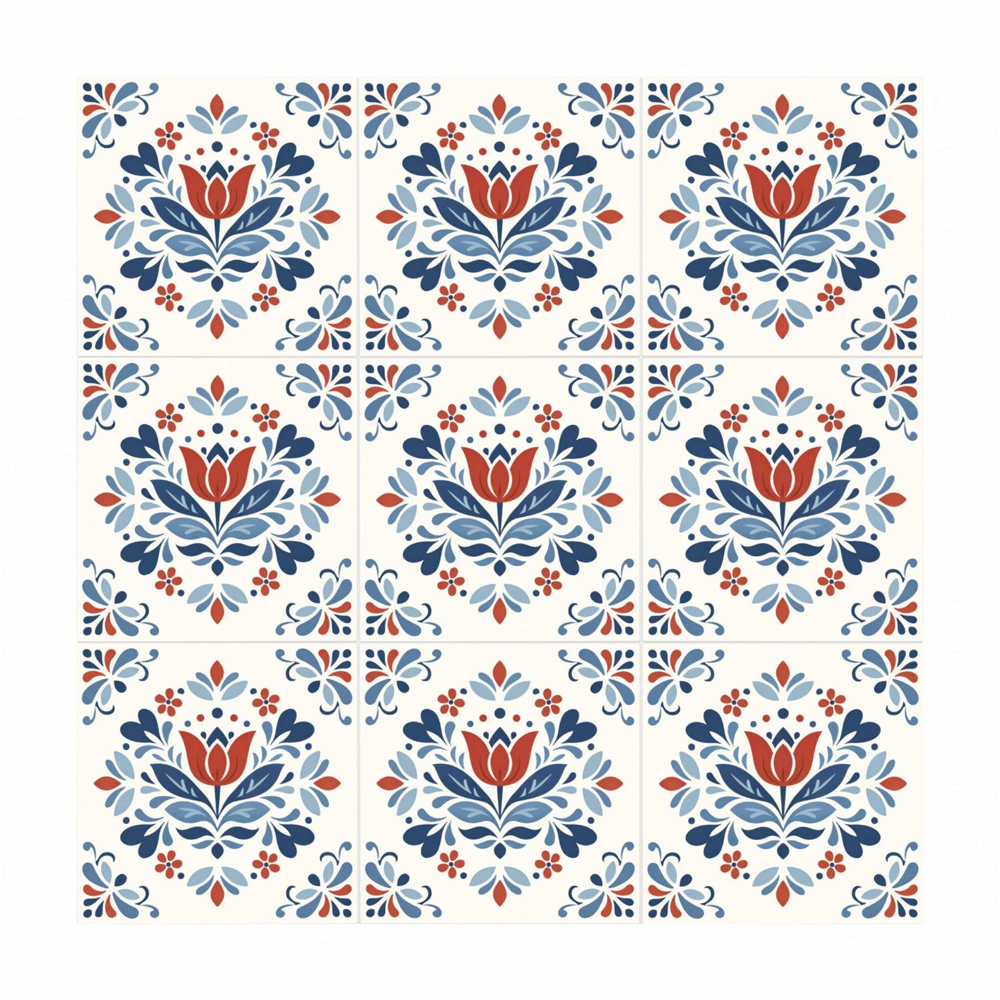 Ceramic Tile Utrecht Tulip — Holland Blue Pottery Style