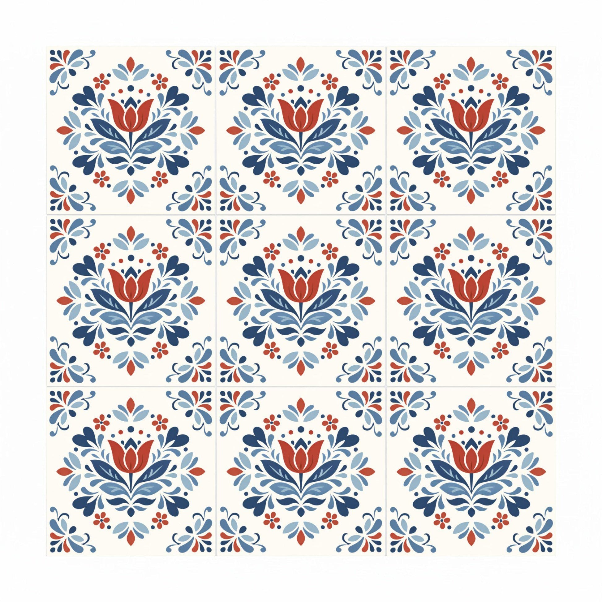 Ceramic Tile Utrecht Tulip — Holland Blue Pottery Style