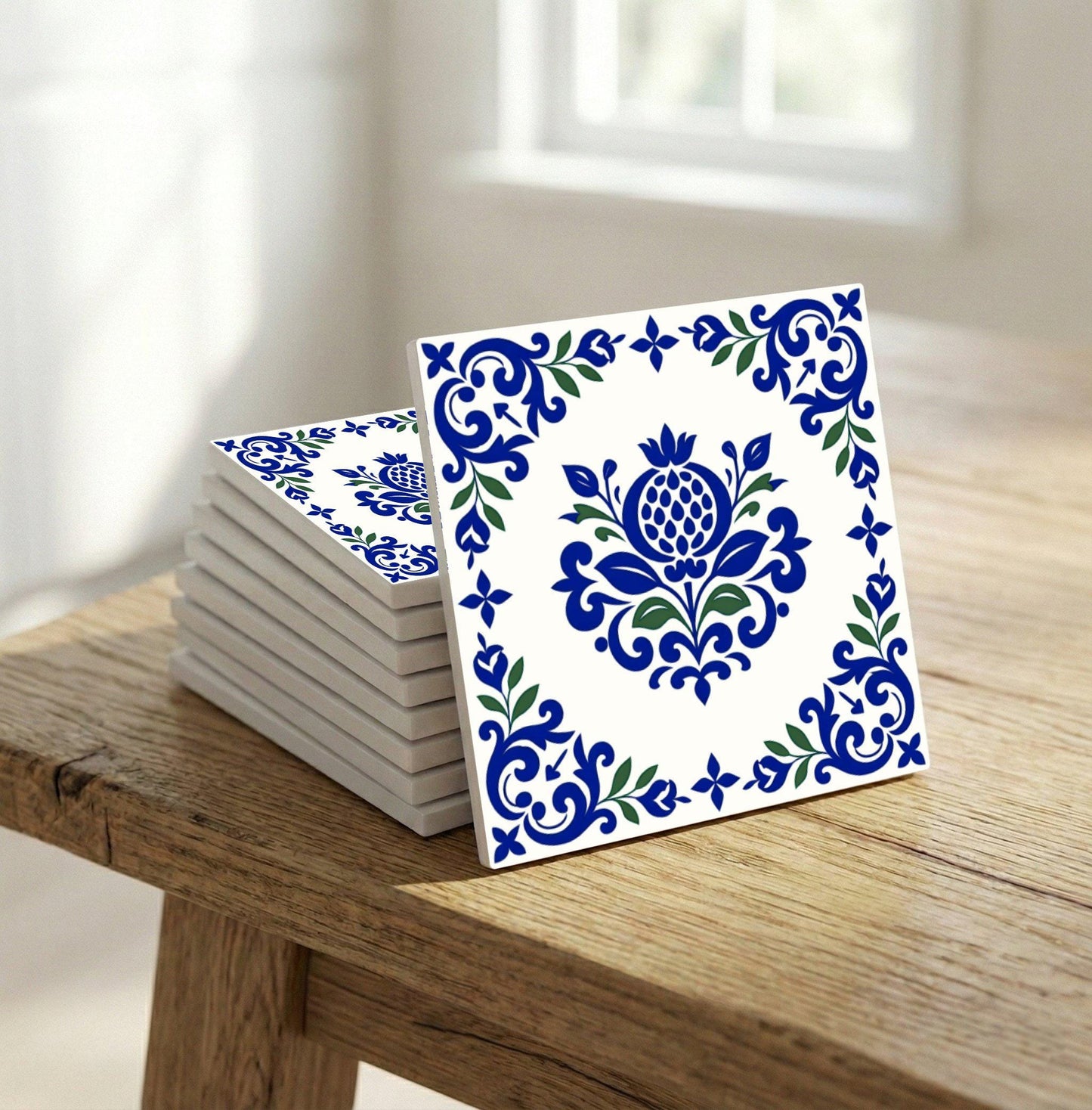 Azulejo-Fliese Lisbon Olivenzweig — Lissabonner Azulejo-Charme