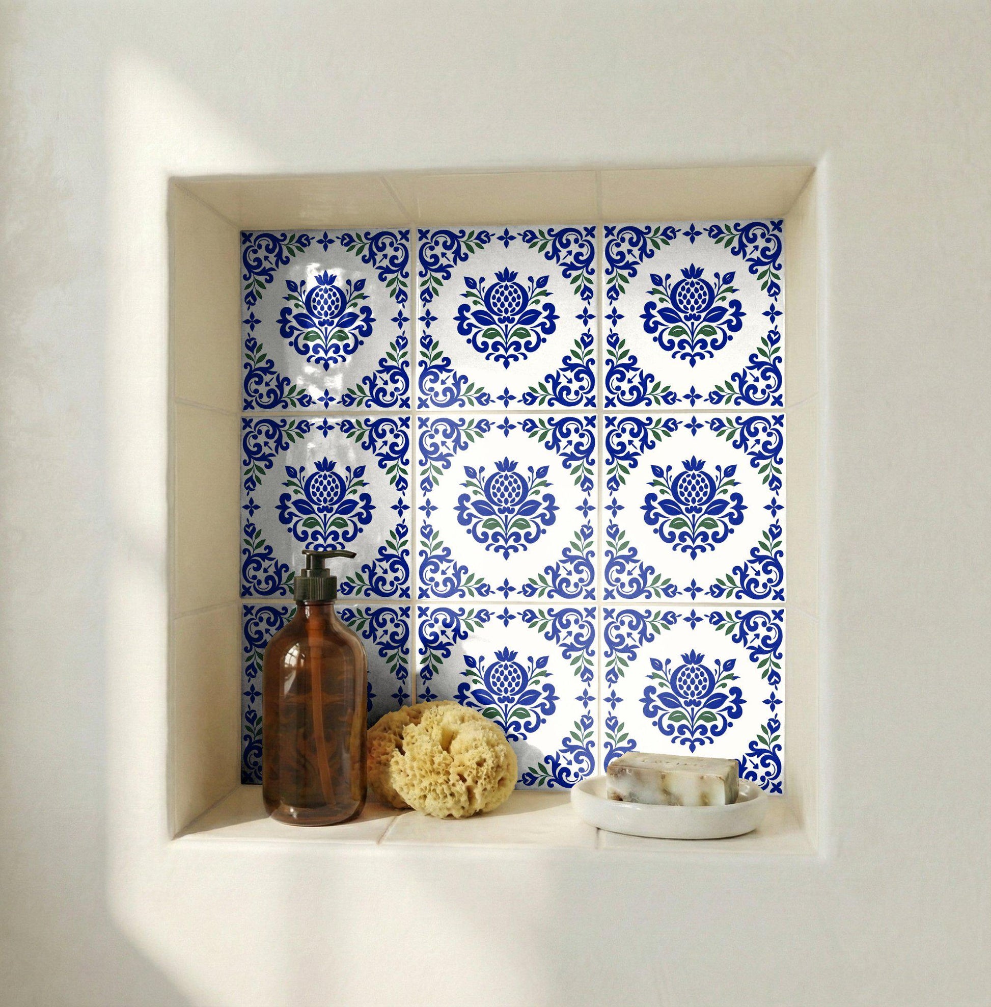 Azulejo-Fliese Lisbon Olivenzweig — Lissabonner Azulejo-Charme