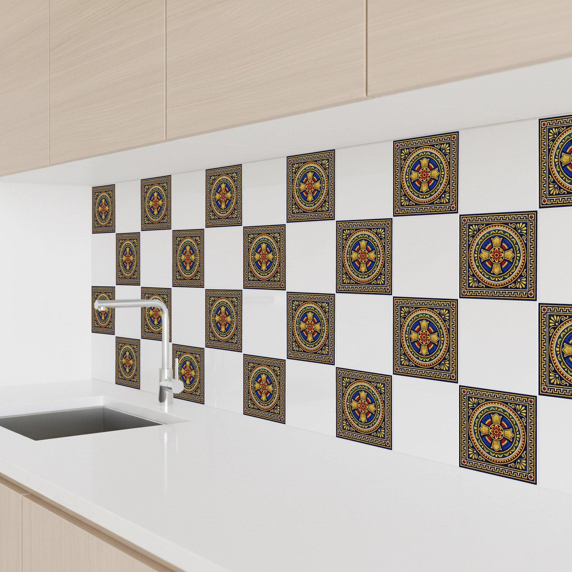 Vatican Mosaic Cross — Precision-Line Geometry Ceramic Tile