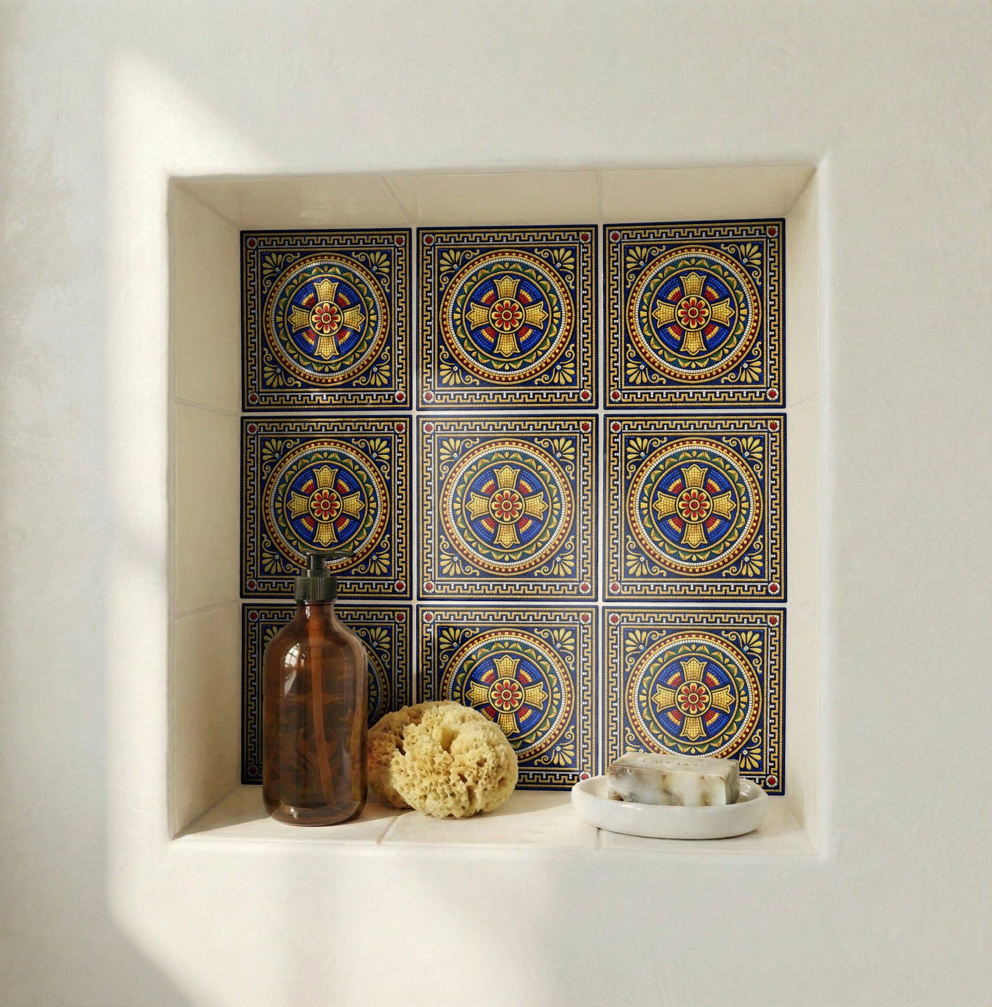 Vatican Mosaic Cross — Precision-Line Geometry Ceramic Tile