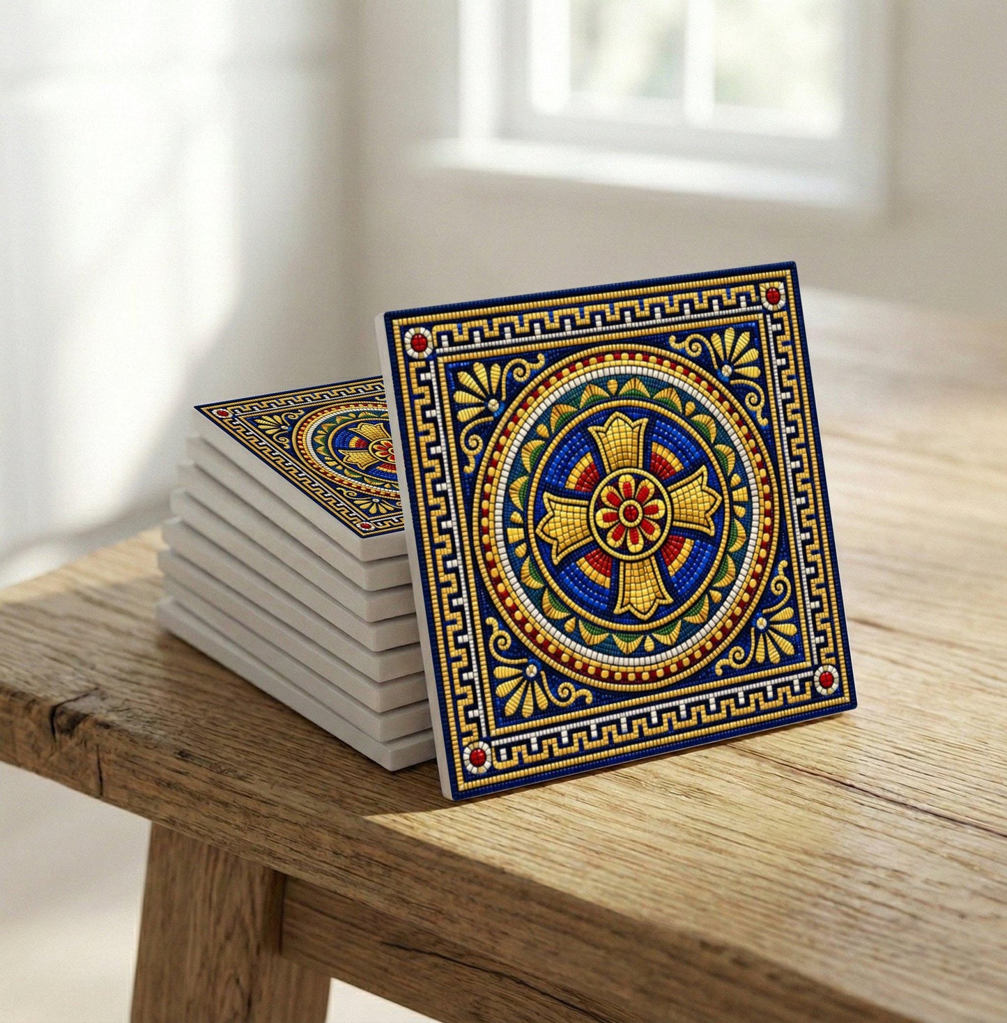 Vatican Mosaic Cross — Precision-Line Geometry Ceramic Tile