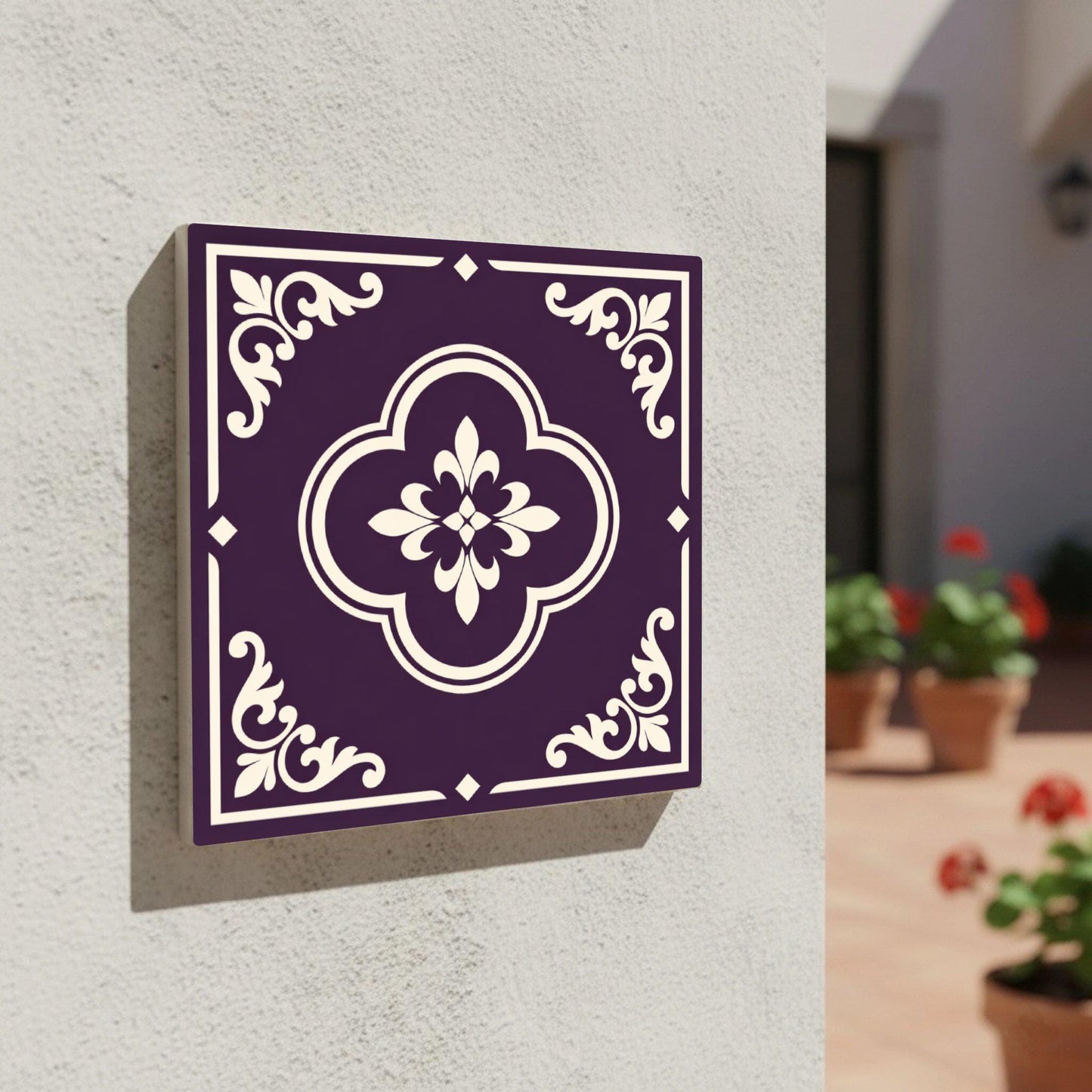 Azulejo Aubergine Purple ornamental