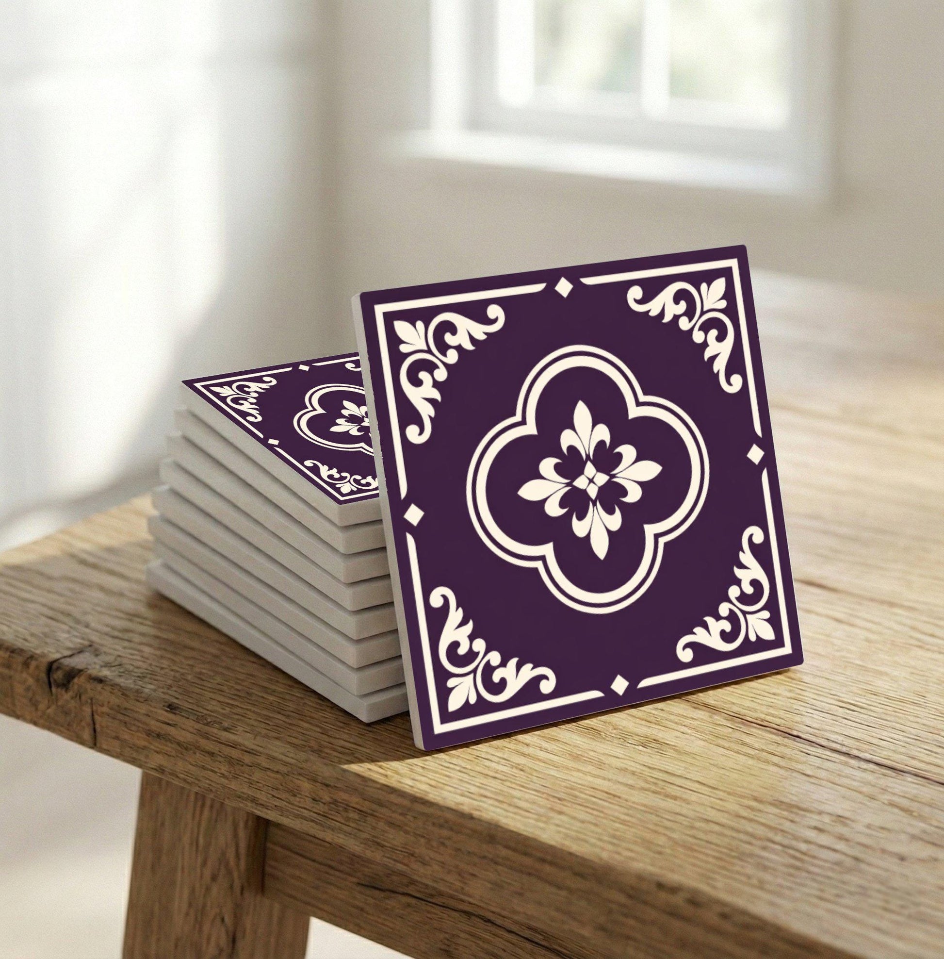 Azulejo Aubergine Purple ornamental