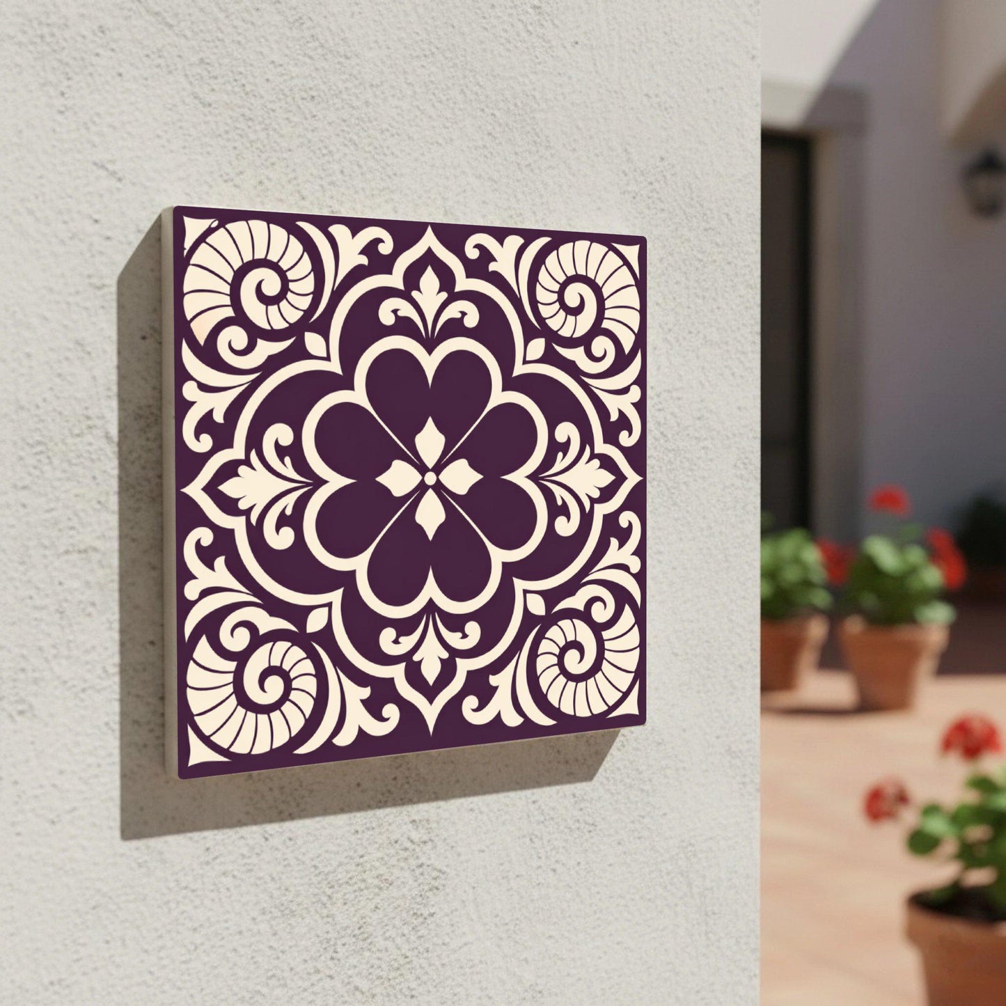 Burgundy Romantic Opera Mural — Contemporary Geometric Décor Ceramic Tile