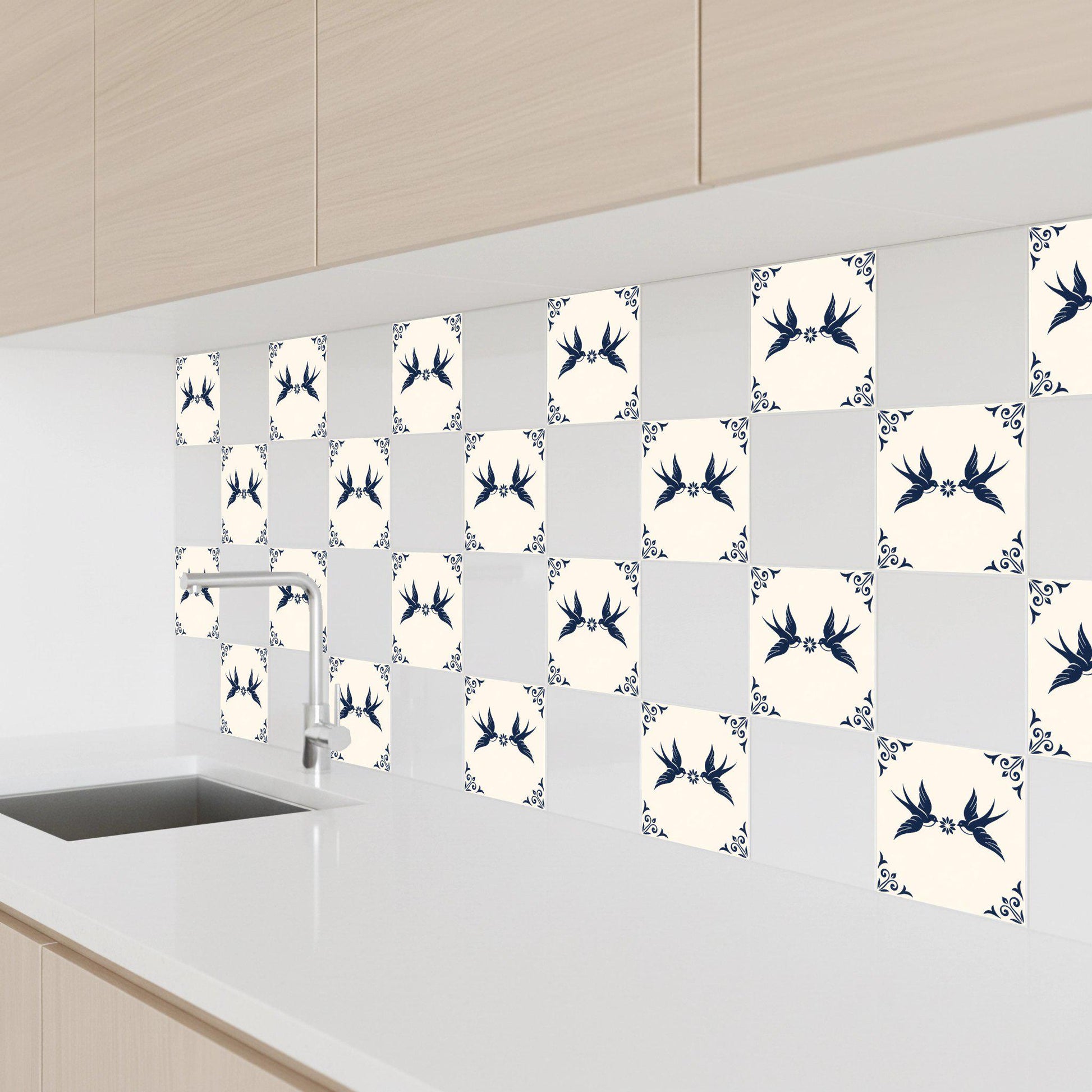 Odessa Bleu Hirondelle · Carreau Mural — Décor Côtier Méditerranéen