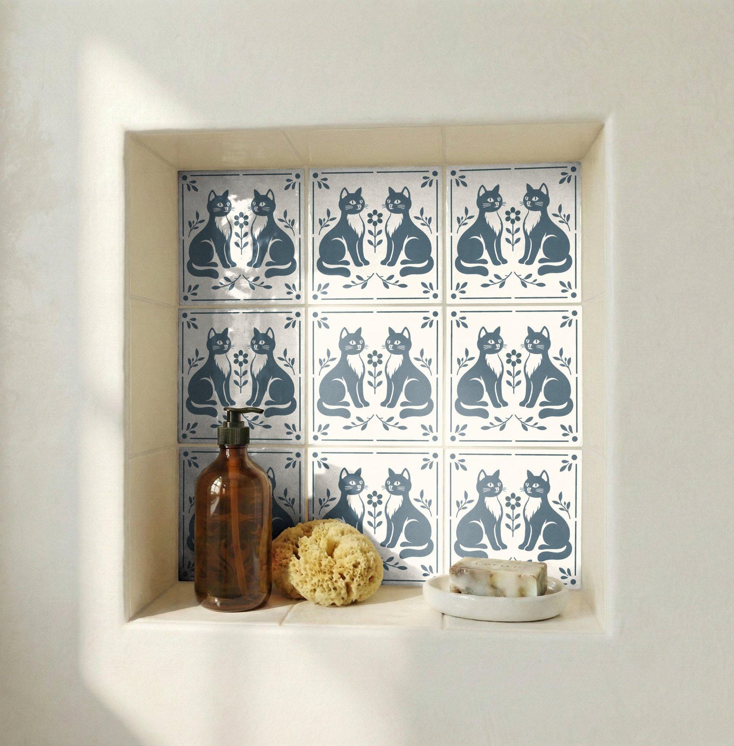 Cute Folk Cat — Classic Decorative Pattern Ceramic Tile