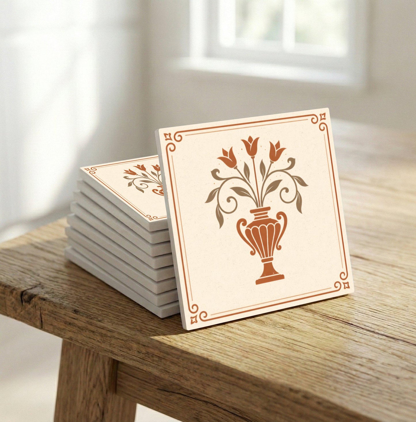 Vase Mediterranean — Garden-Inspired Pattern Ceramic Tile